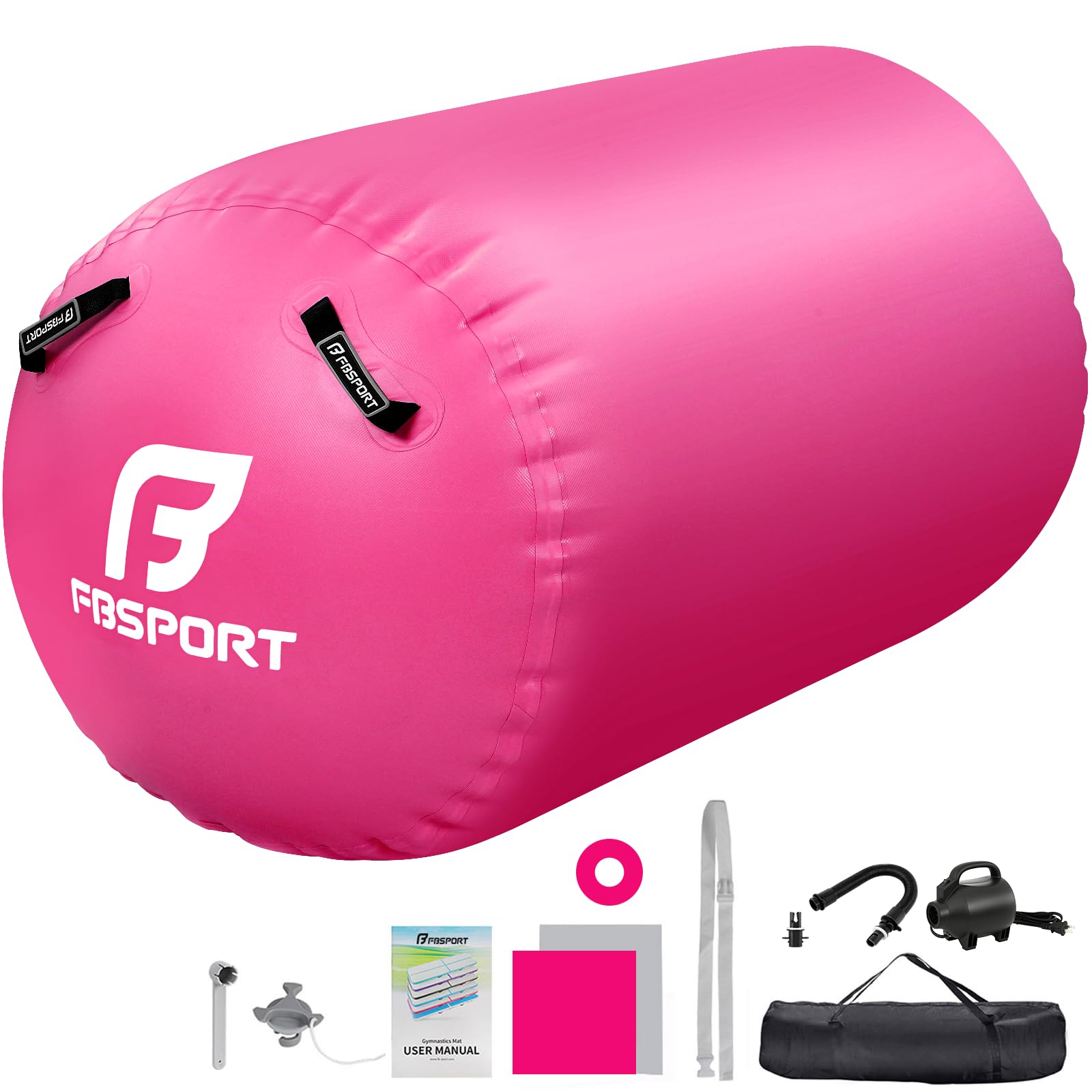 FBSPORT Air Roller Inflatable Gymnastics Mat 120cm Tumbling Training Mat Gymnastic Equipment with Electric Pump for Yoga Gym Training Cheerleading Home Use
