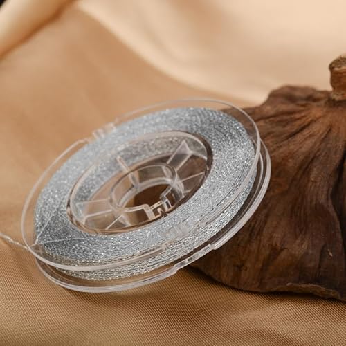 Namzi 1 rouleau de fil fin saupoudré doré et argenté, pour loisirs créatifs, crochet, décoration, accents faits à la main, fil scintillant (B11)