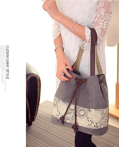 Miniatura 8 de Bolso de hombro de lona de impresión para mujer, bolsos de mano casuales, bolsos de mano retro