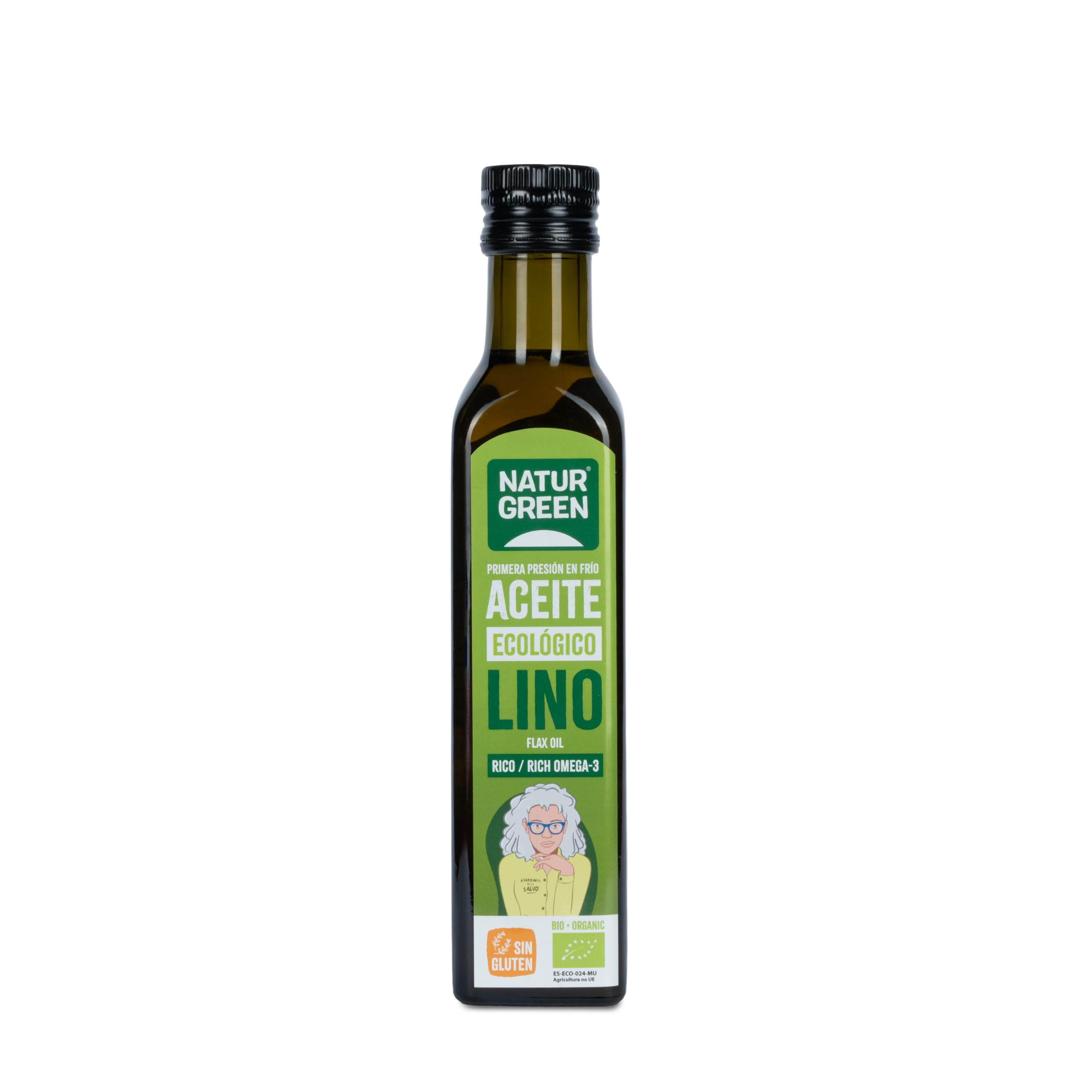 Aceite Lino Bio NaturGreen 100% Semillas de Lino Ecológico Omega-3 Primera Presión 250 ml