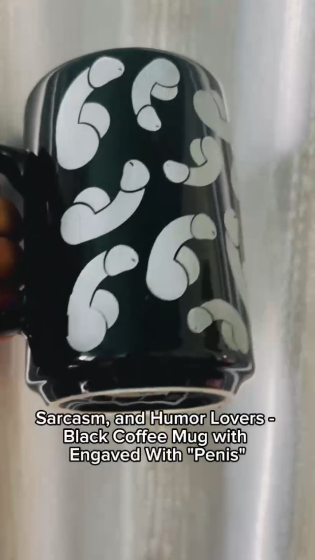 Taza grande negra de cerámica 17 oz con texto grabado miniatura 7