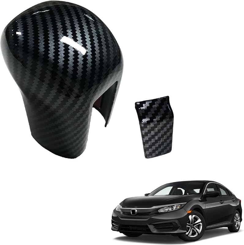 Capa para Manopla do Câmbio CVT Honda Civic 2016 a 2021 em ABS com Textura de Fibra de Carbono AJHLJ