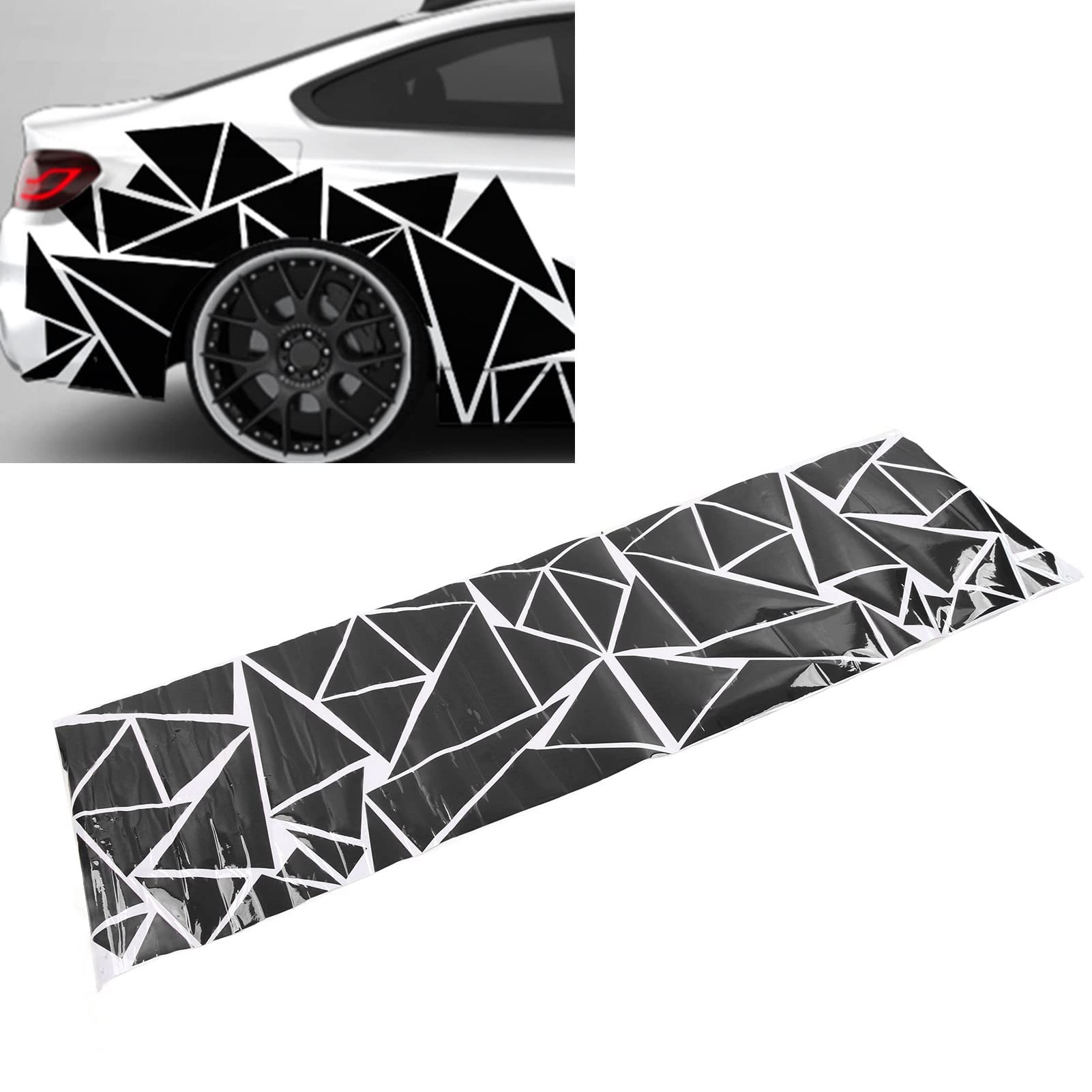 Akozon Unique Triangles Car Decoration Sticker Universal DIY Body Sticker Long Stripe for SUV Truck Door Sports Racing Decals Decorative 2M60CM 12 Day Delivered Graphics (Schwarz)