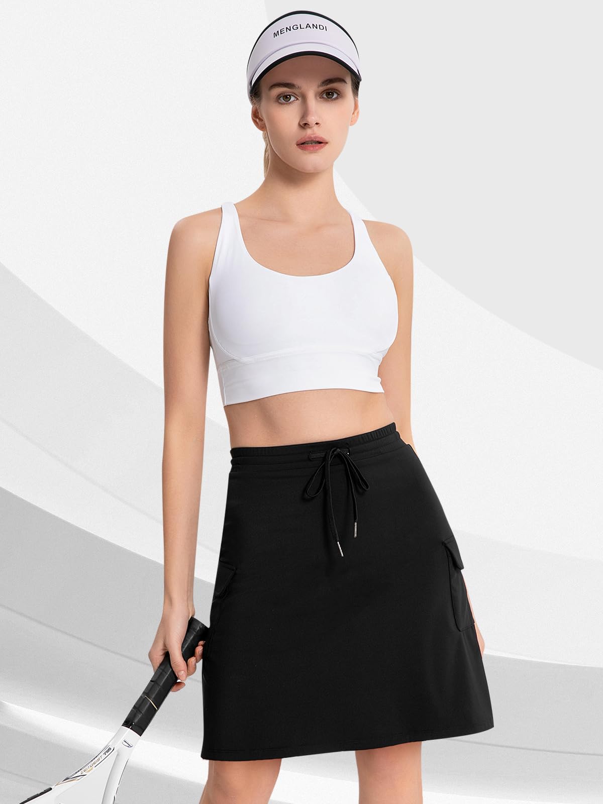 Bezioner Jupe Short Femme Longueur Genou Jupe de Tennis Taille Haute Athlétique Jupes avec Short Intégré Poches Golf Skort