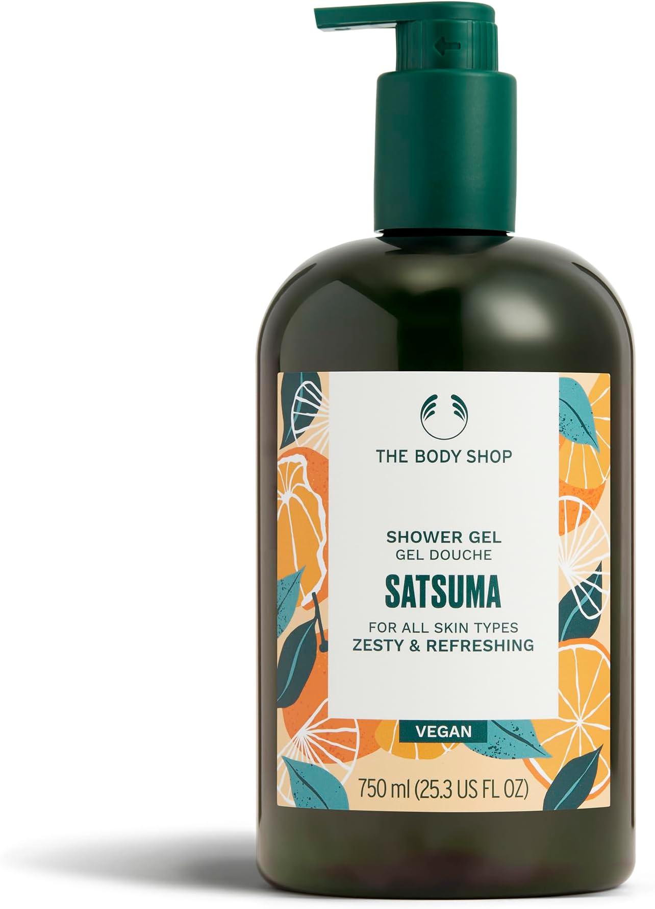 The Body Shop Satsuma Shower Gel Refill (1x 750ml), Zesty Womens Shower Gel, Fruity Citrus Body Wash for All Skin Types, Shower Foam with 92% Natural Origin, Vegan Body Care