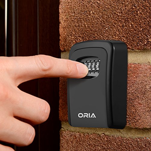ORIA Key Storage Lock Box, 4 Digit Combination Lock Box, Wall Mounted Lock Box, Resettable Code, 5 Key Capacity, 4.72 inch, Black, No Shackle thumbnail 2