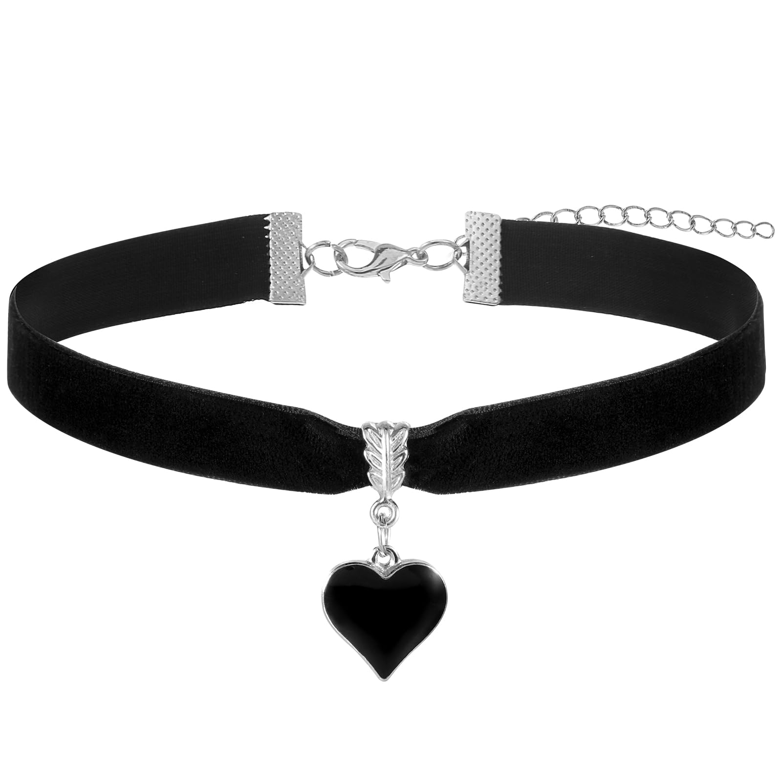 Czarny aksamitny choker, naszyjnik, regulowany, gotycki choker z wisiorkiem w kształcie serca, gruby, gotycki choker dla kobiet, dziewcząt, gotycka biżuteria, prezenty na Halloween, przyjęcie