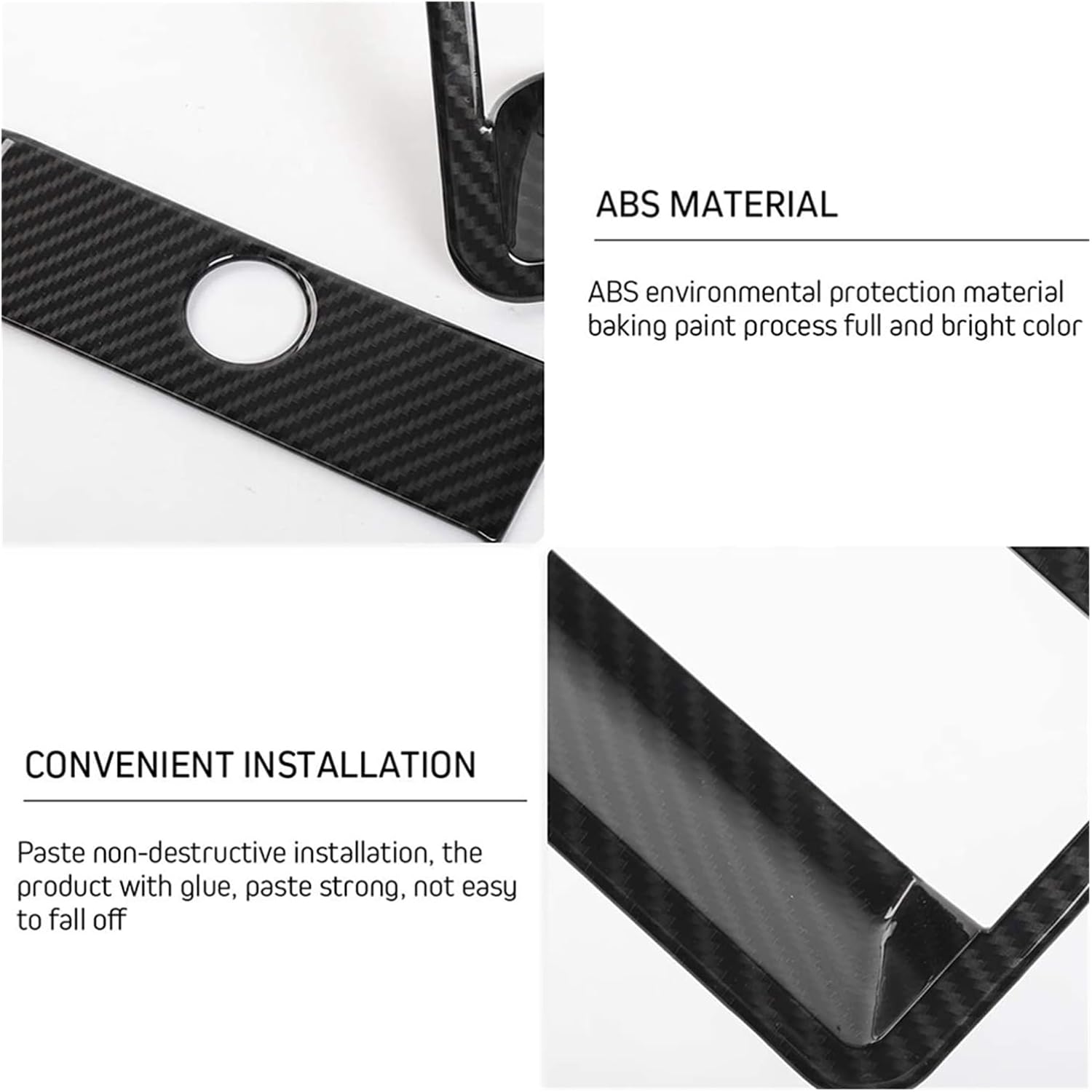 Car Molding Strip Copilot Storage Glove Box Door Handle Bowl Cover Trim, for F250 F350 2015-2021 Carbon Fiber Trim Strip Line