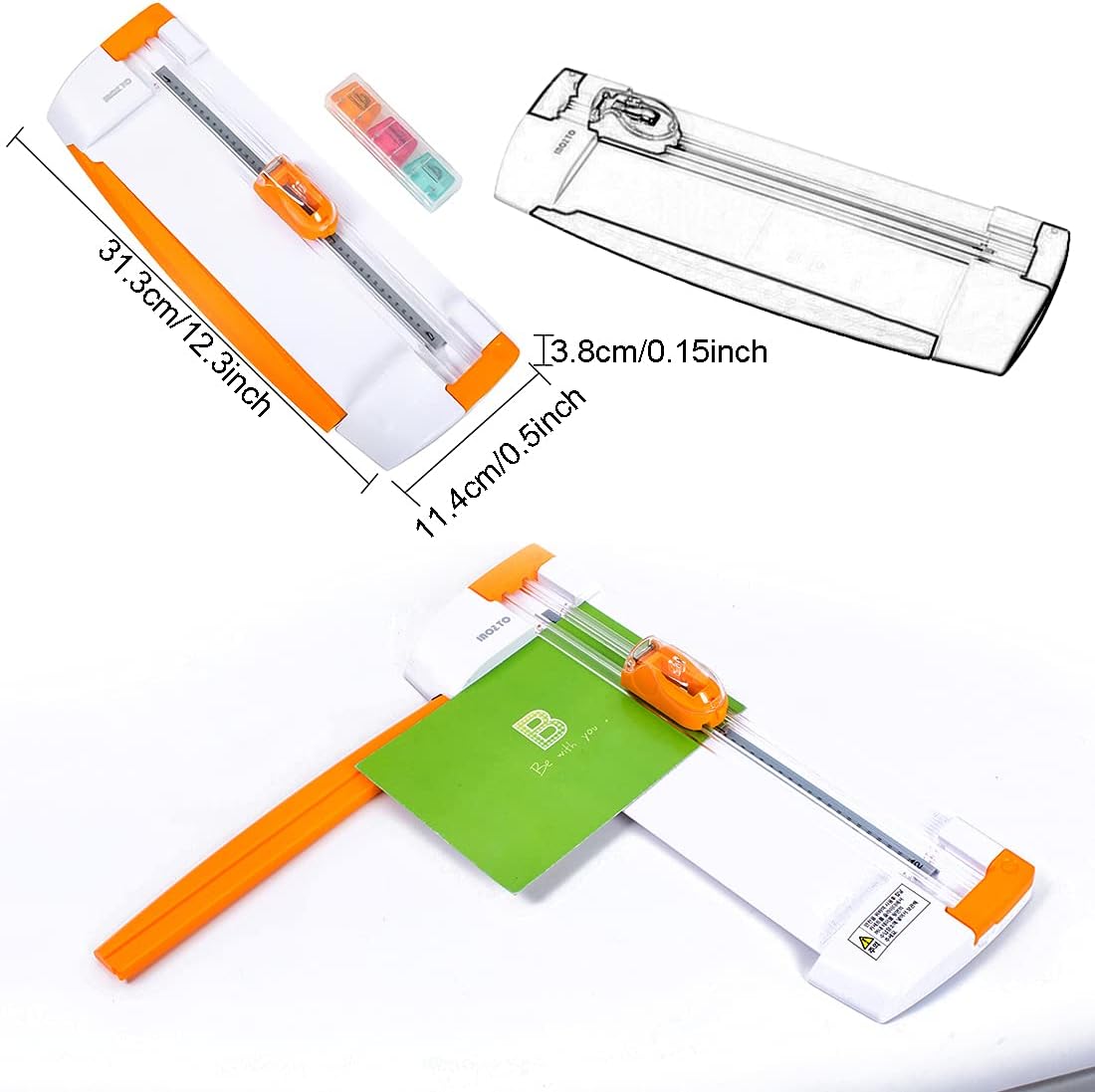 Rotary Paper Trimmer (8-Inch Cutting Length, Includes 3 Blade) Portable Paper Cutter with Side Ruler for Scrapbooking Craft, Coupon, Label, Cardstock, Photo,Gift Card