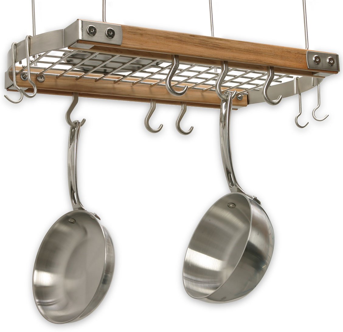 J.K. Adams 24-Inch-by-13-Inch Mini Ceiling Pot Rack, 10 Hooks Included, Natural