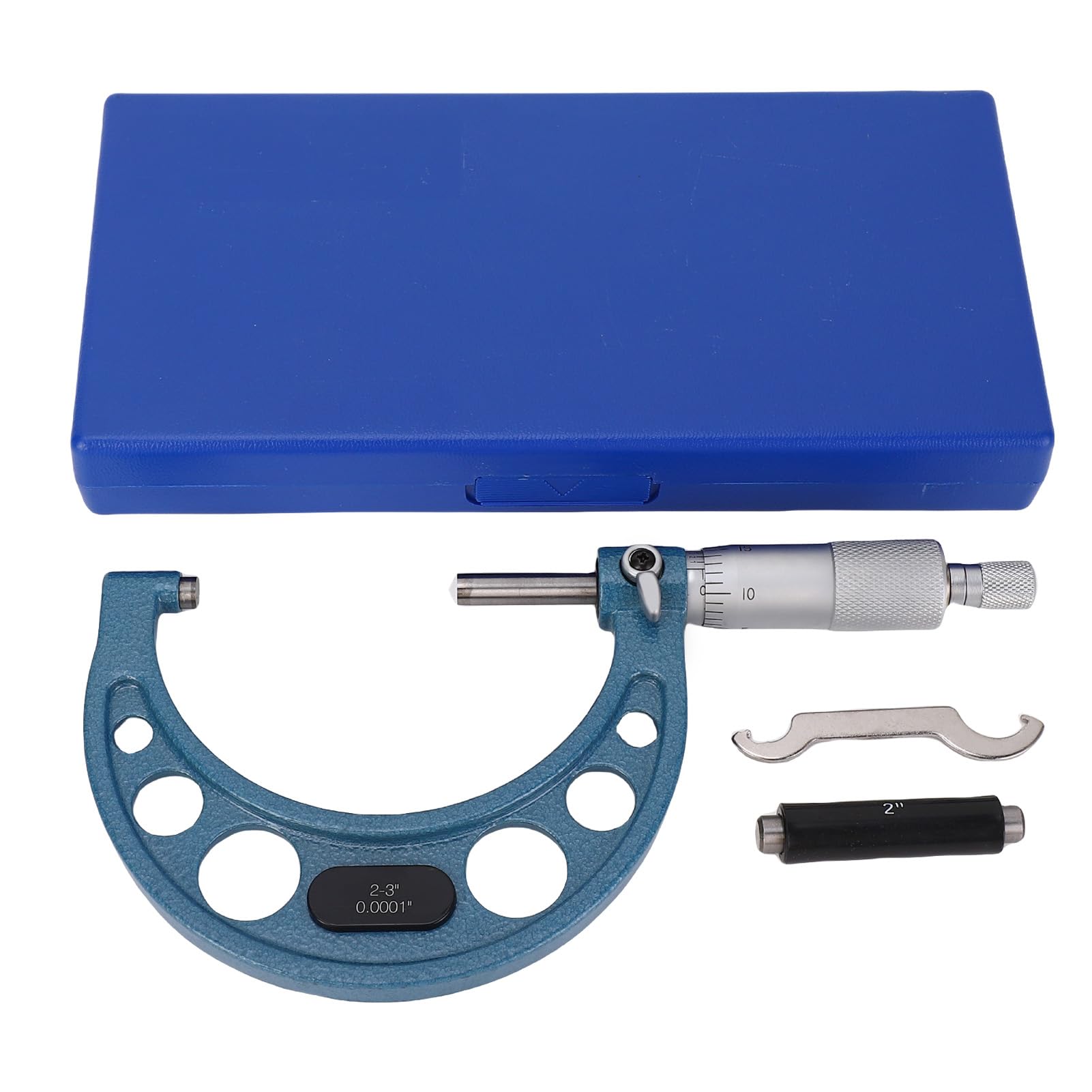 Außenmikrometer, mechanisches Mikrometer mit Hartmetallspitze für Länge, Durchmesser, Dicke, 2–3 Zoll, Bereich 0,0001 Zoll, Skalenintervall
