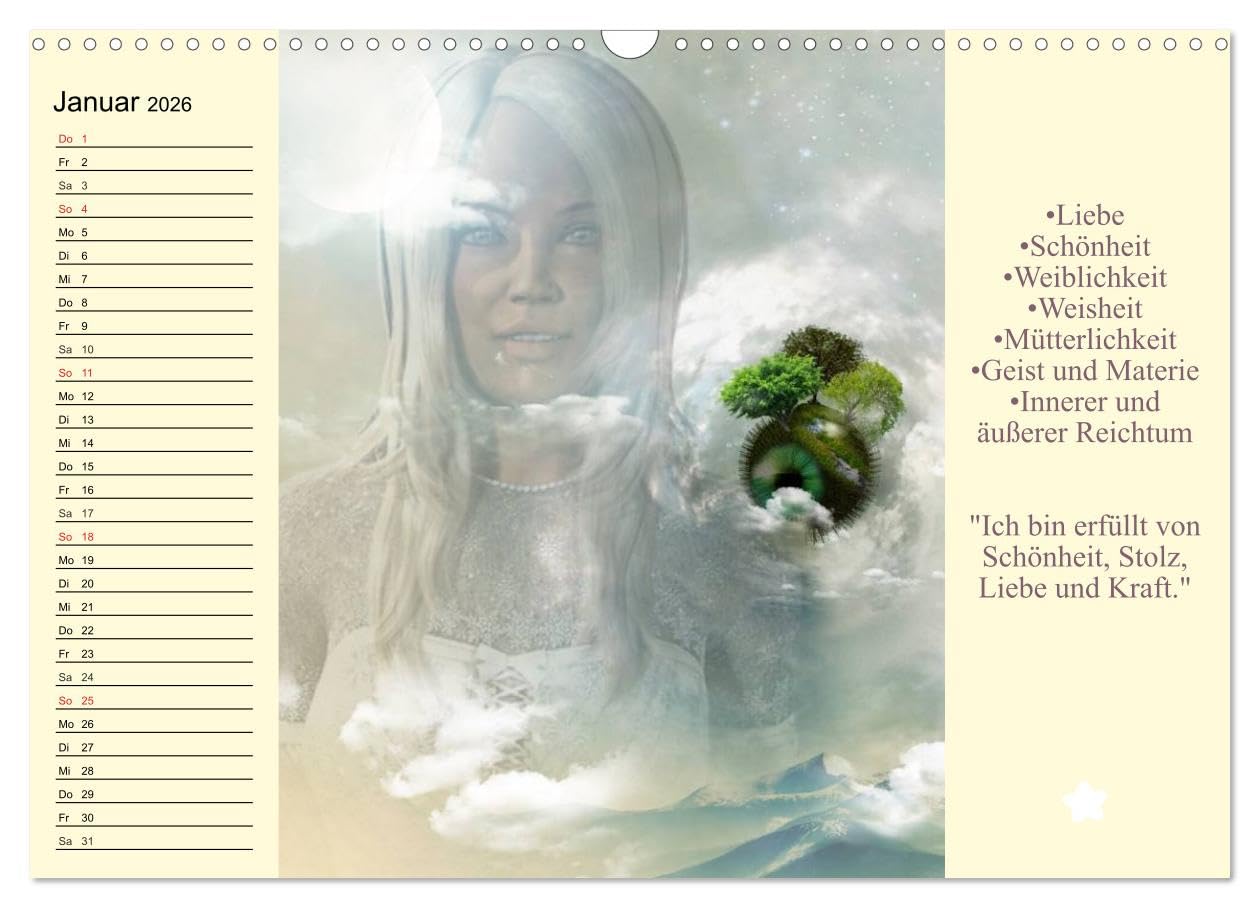 Tarot. Spirituell durch das Jahr (Wandkalender 2026 DIN A3 quer), CALVENDO Monatskalender: Mit dem Tarot glücklich durch das Jahr!