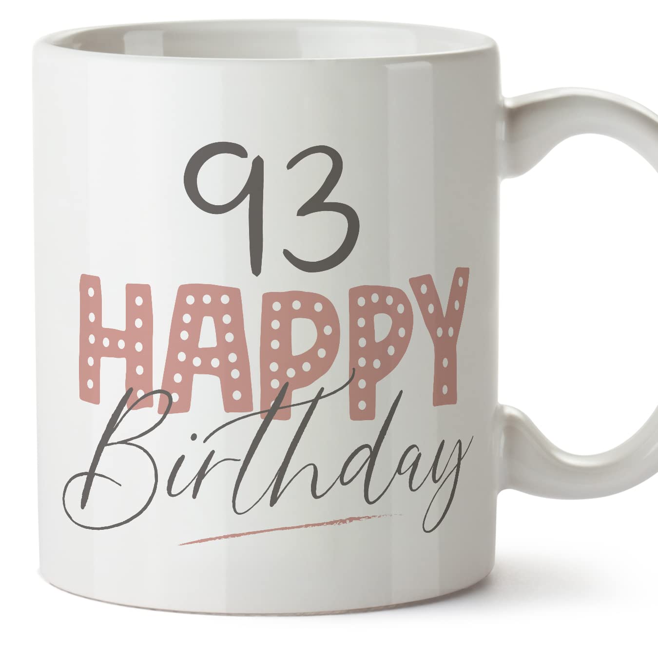 MUGFFINS 93 Birthday Mug - in English - Happy Birthday! Pink - Funny Anniversary Present - 11 oz