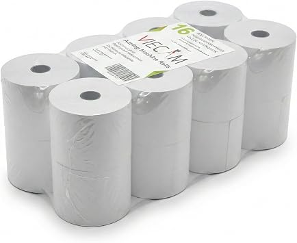 2 1/4" x 150 White Adding Machine Paper Rolls One Ply Register/Calculator/10-Key Paper for Printing Calculators and Registers 16 Rolls