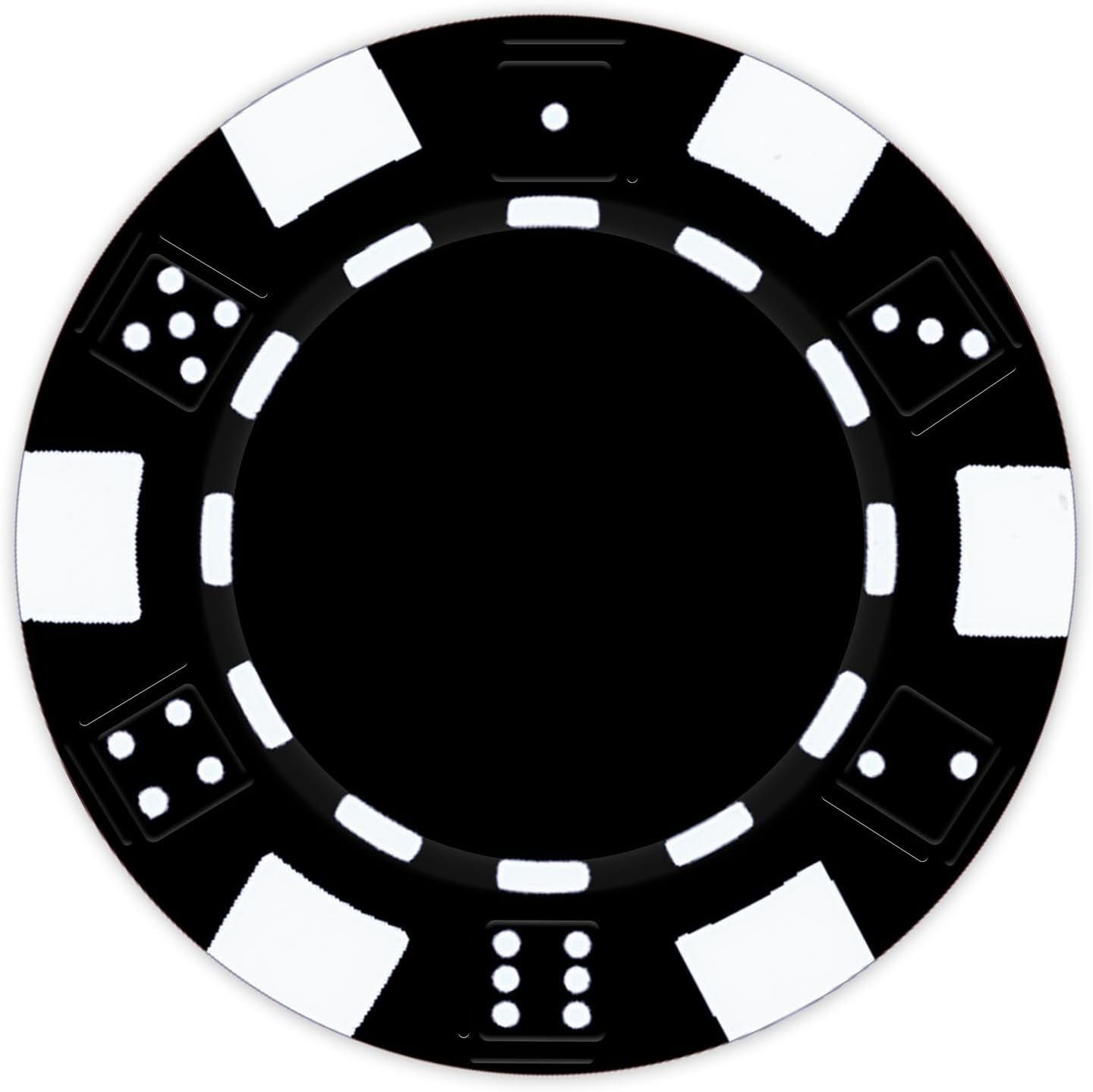 DA VINCI 100 Clay Composite Dice Striped 11.5 gram Poker Chips, Blank Black Chips for Direct UV Print or Hot Stamping (Black)
