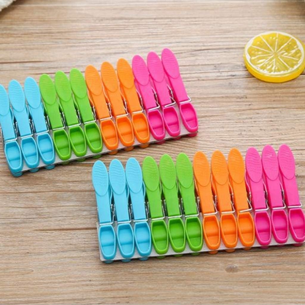 Plastic Clothespins, Socks, Panty Clips, Balcony Windproof Fixing Clips, Plastic Clothespin Clips 24 pcs/Set