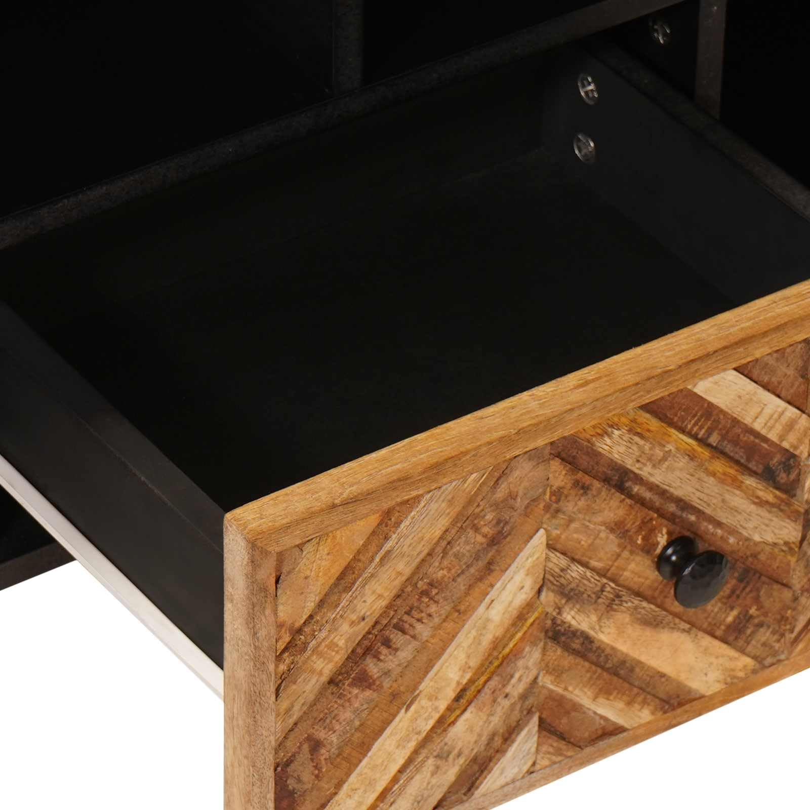 Mueble de almacenamiento de madera de mango macizo, marrón, 100 x 33,5 x 46