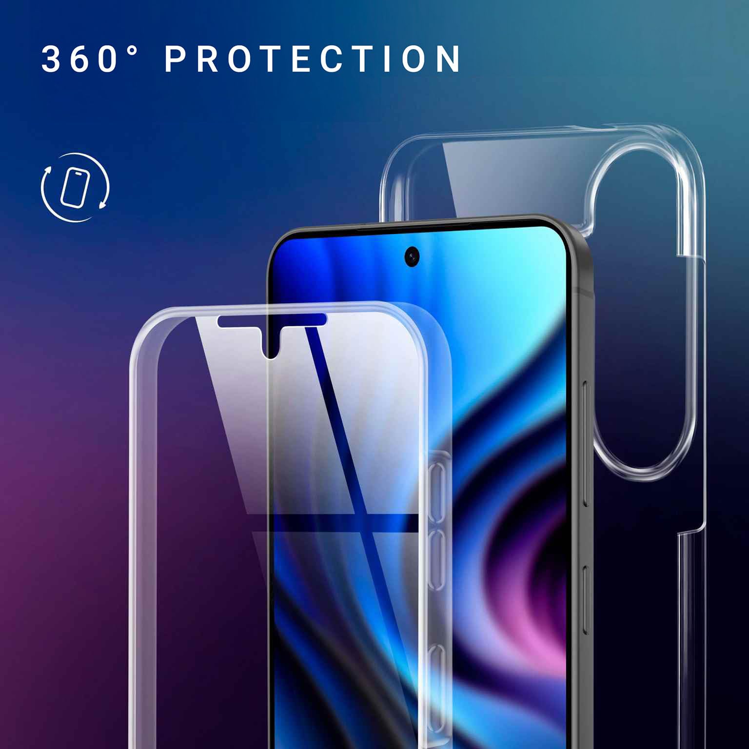 ONEFLOW Etui Touch Case do Samsung Galaxy S26 Plus, pełna ochrona 360 stopni, dwustronne etui na telefon komórkowy z ochroną wyświetlacza, przezroczyste etui ochronne z przodu i z tyłu, odporne na