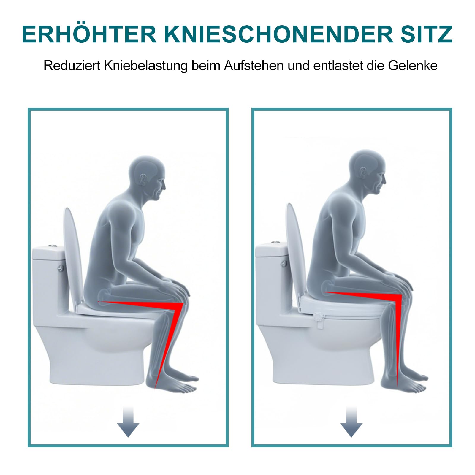 Erhöhter Toilettensitz für Erwachsene, Toilettensitzerhöher Senior WC-Aufsatz 13 cm, mit Deckel, für ältere Menschen und eingeschränkte Mobilität, einfache Montage und Reinigung