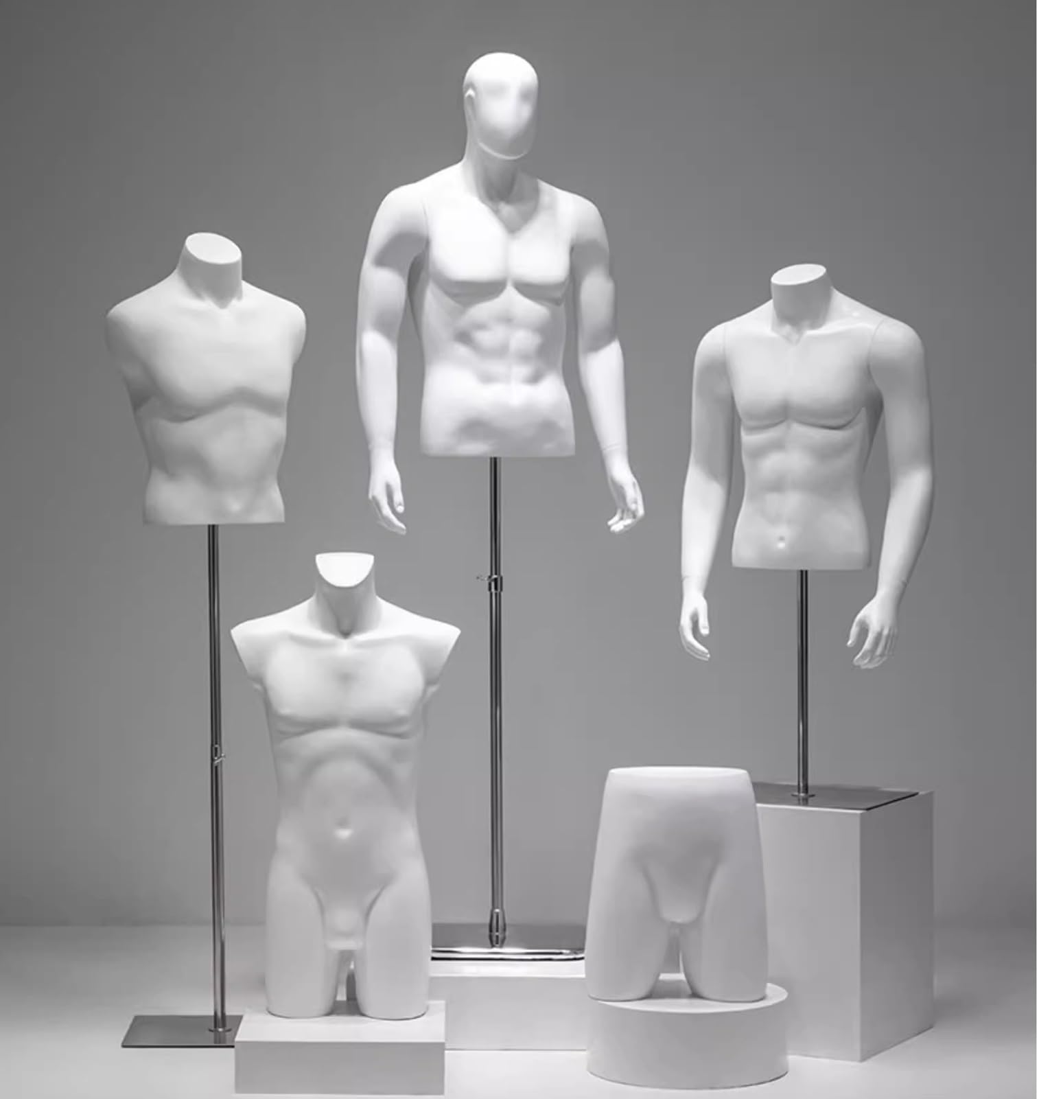 Manichino Torso di manichino da Uomo per Lingerie, Corpo di manichino Maschile Leggero da 36,6 Pollici per Sartoria, vetrina, casa(White)