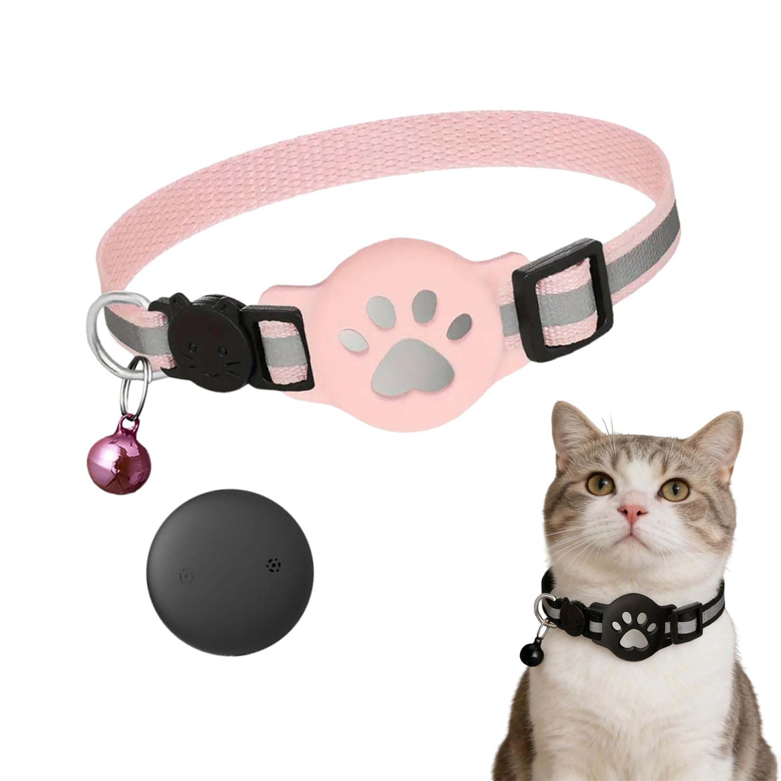 Cat Tracker Collar for Small Cats Real Time Cat GPS Tracker,No Monthly Fee,No SIM Required,Pet Tracker for Cats Works (Pink) โ image 1
