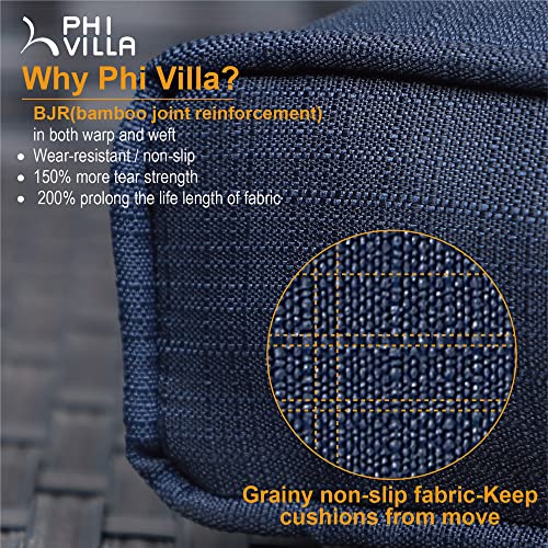 Phi Villa Patio Furniture Set 9 Pieces Outdoor Sectional Rattan Sofa Set With Gas Fire Pit Table, Pe Rattan Wicker Patio Set With Ottomans, Csa Approved Propane Fire Pit(Furniture Cover Included) #TOP6