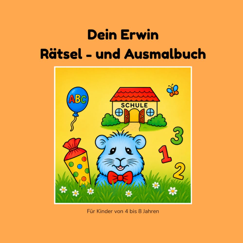 Dein Erwin Rätsel- und Ausmalbuch: Der lustige Meerschweinchen-Rätselspaß
