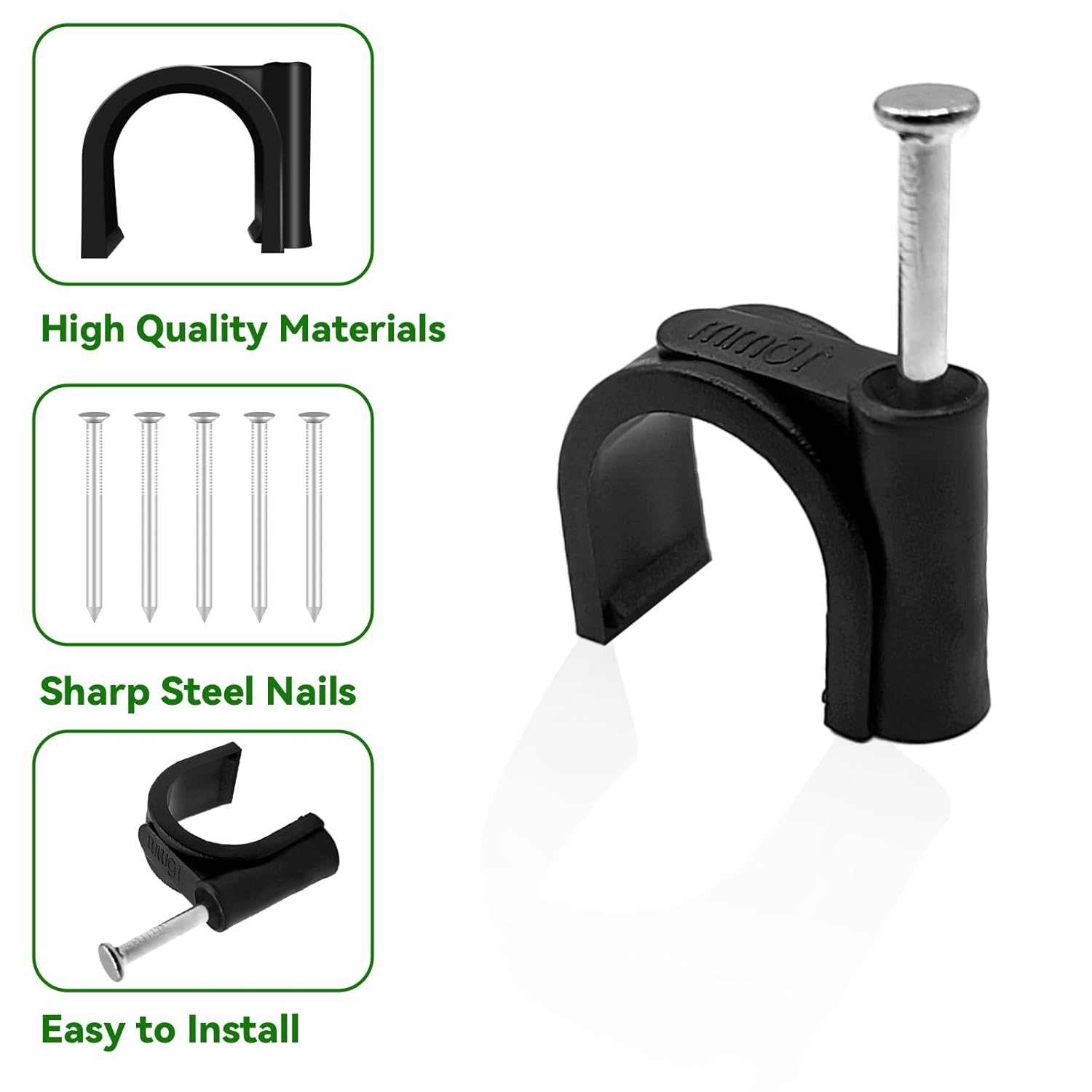 100 Pcs Pex Clamps, 1/2 Inch Pex Hangers Black Pex Fittings Half Clamps, J-Hook Pex Nail on Clamps for 1/2" OD Tubing Pipe, Pipe Support, Fixing Wire (16mm)