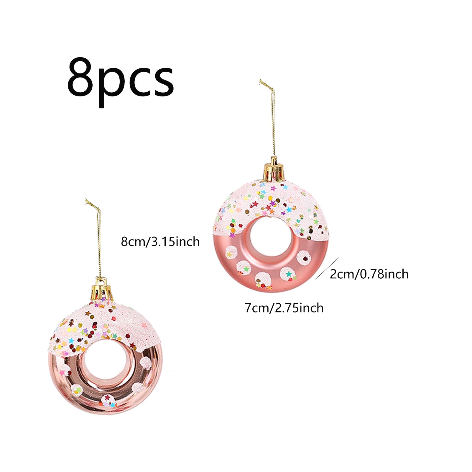 DAHI Weihnachtsbaumanhänger Donuts – 8 Stück, Ca. 7,8x9 Cm, Kaffee-Farbton