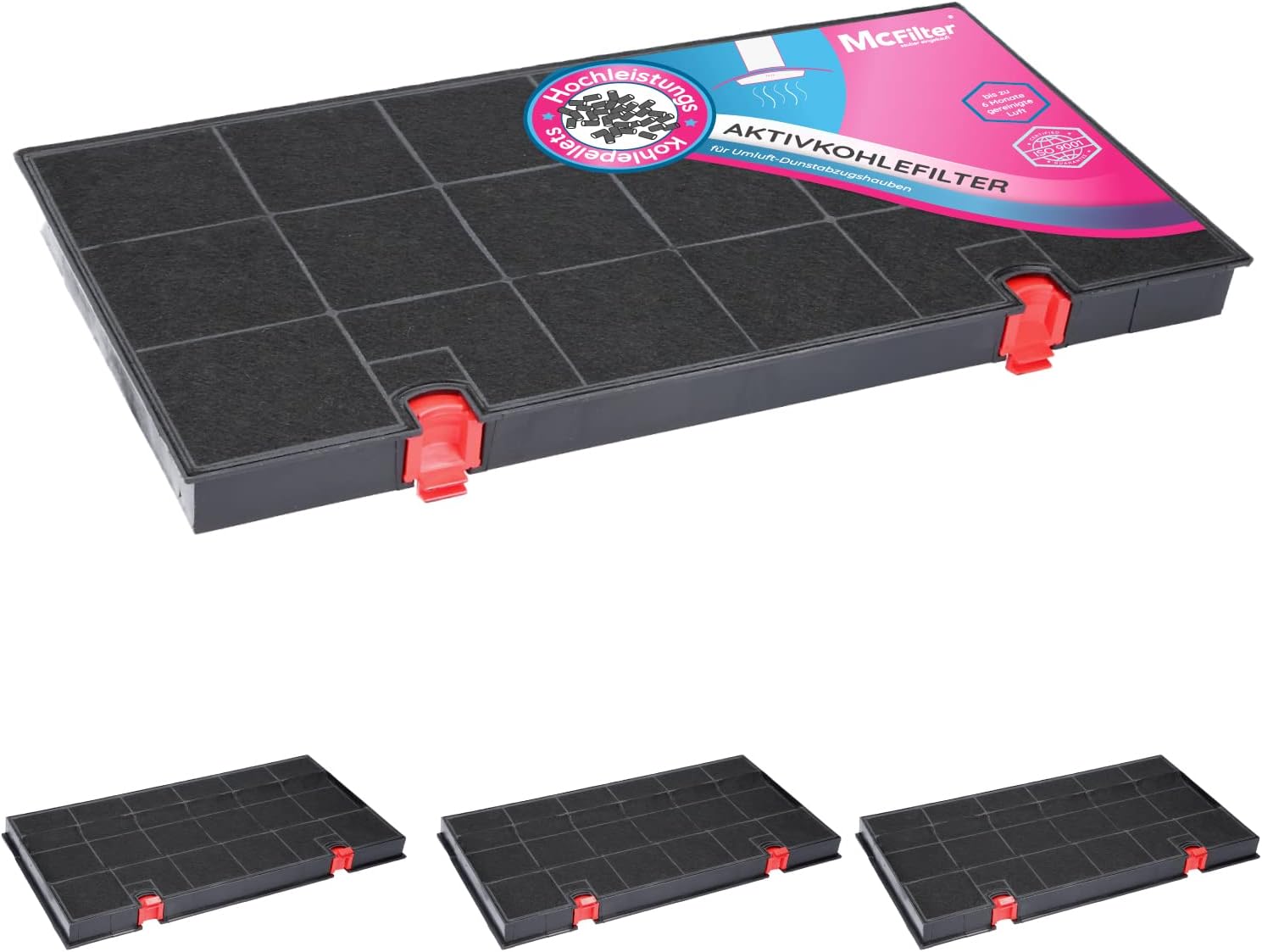 DREHFLEX AK50 Aktivkohlefilter - Eckiger Filter Für Dunstabzugshauben (225x212x33mm)