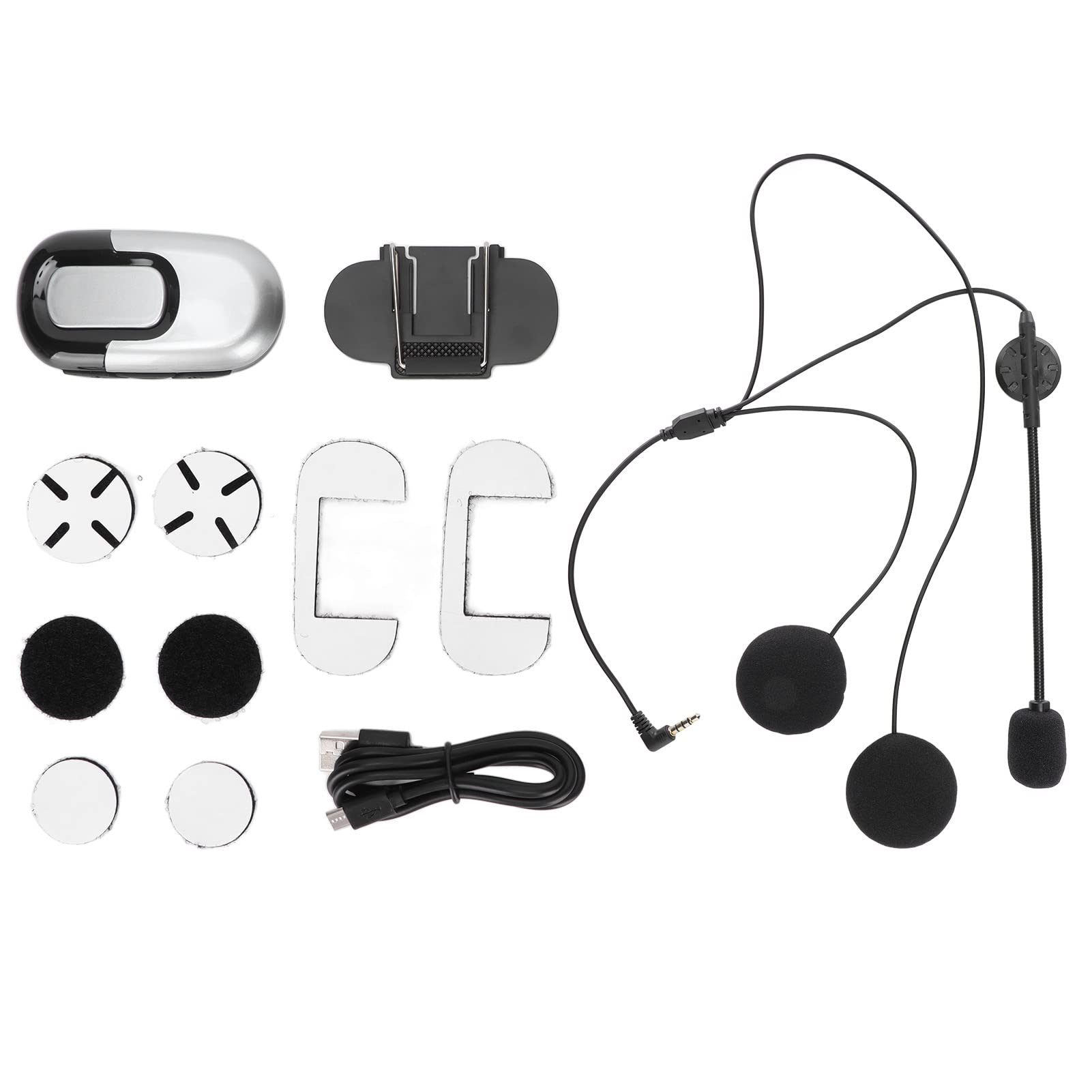 Cocoarm Casco Moto Bluetooth Auricolare, Batteria 1100mAh (SILVER)