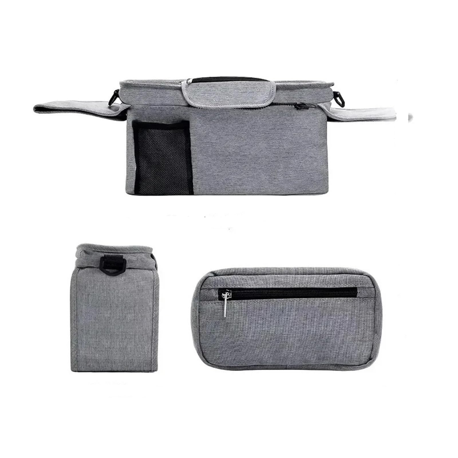 Universeller Kinderwagen-Organizer, mit isoliertem Getränkehalter, abnehmbarer Handytasche und Schultergurt, passend für Haustiere und (Beige)