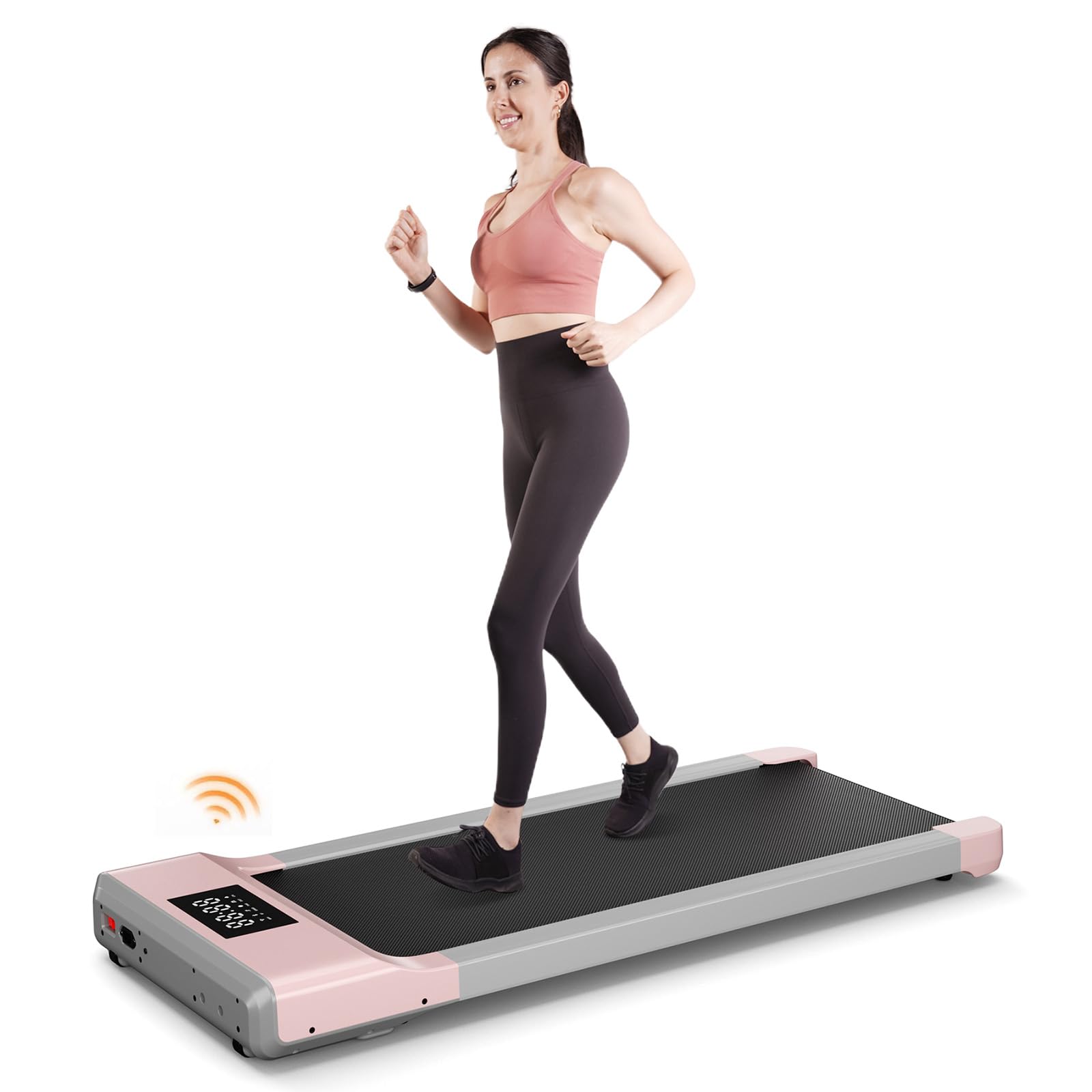 DeerRun 2025 Upgrade Walking Pad, Smart Under Desk Treadmill for Home Office, No-Assembly Treadmills with APP and Remote Control, LED Display, 2.5 HP Quiet Walking Jogging Machine, 300 lbs Capacity