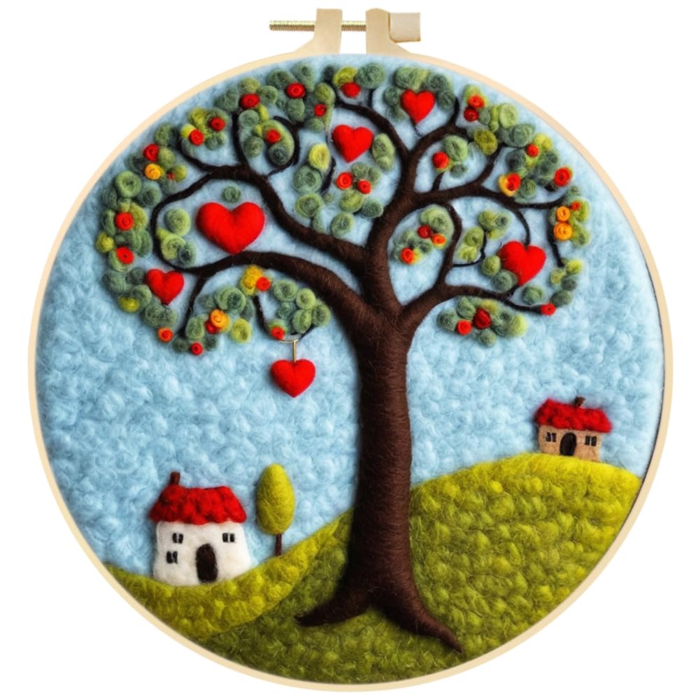 Zcargel Needle Felting Kits Beginners DIY Needle Felt Starter Kit Wool Felt Painting Pack with Picture Frame Foam Pad Felt Cloth and Instructions Gift for Home Decoration Beginner Art Craft