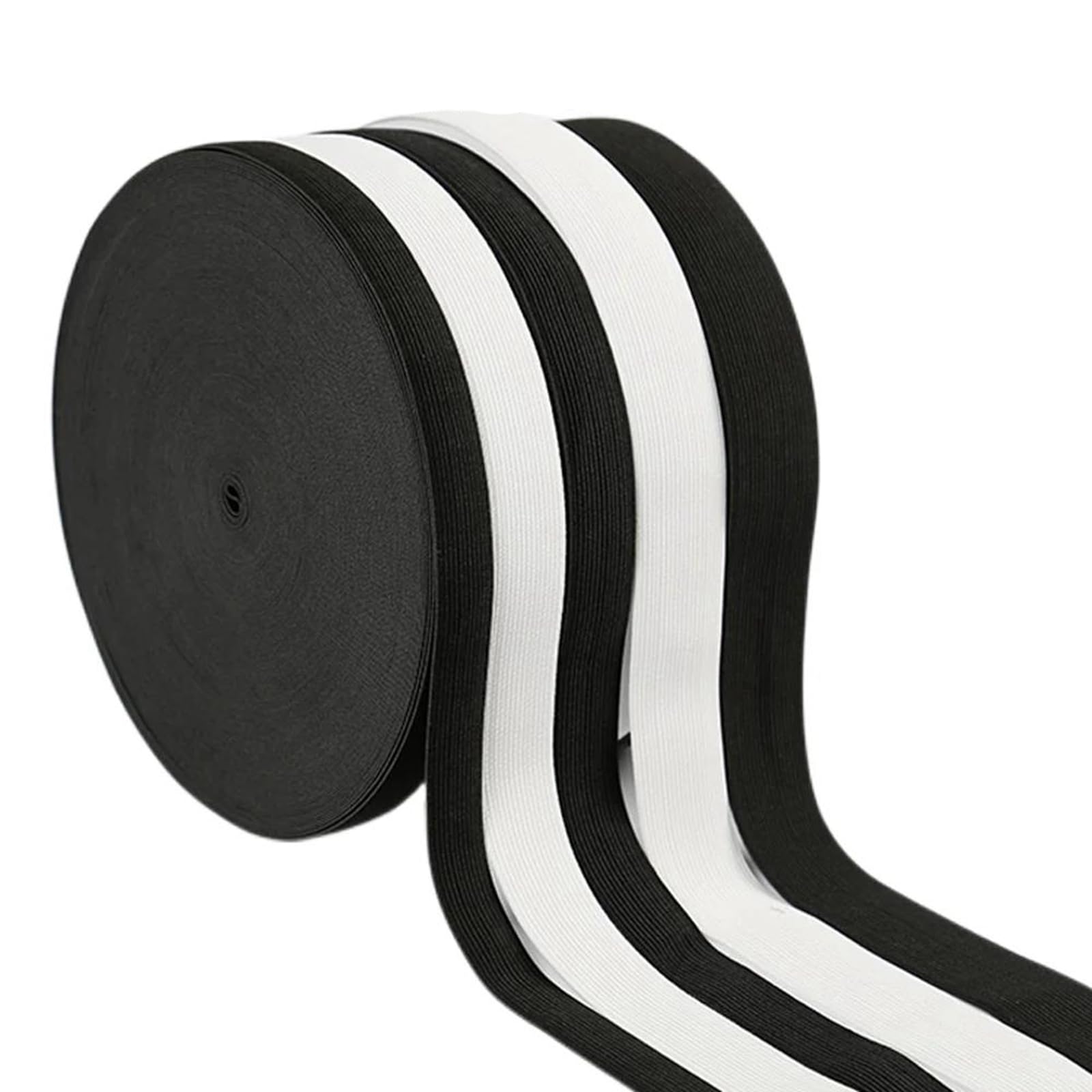 Bandas elásticas Banda elástica ancha y plana Goma de nailon plana de 5 metros, de 10 a 50 mm, color blanco y negro, for costura, bricolaje, ropa, pantalones, bolsos y accesorios. Blanco, 50 mm.(White