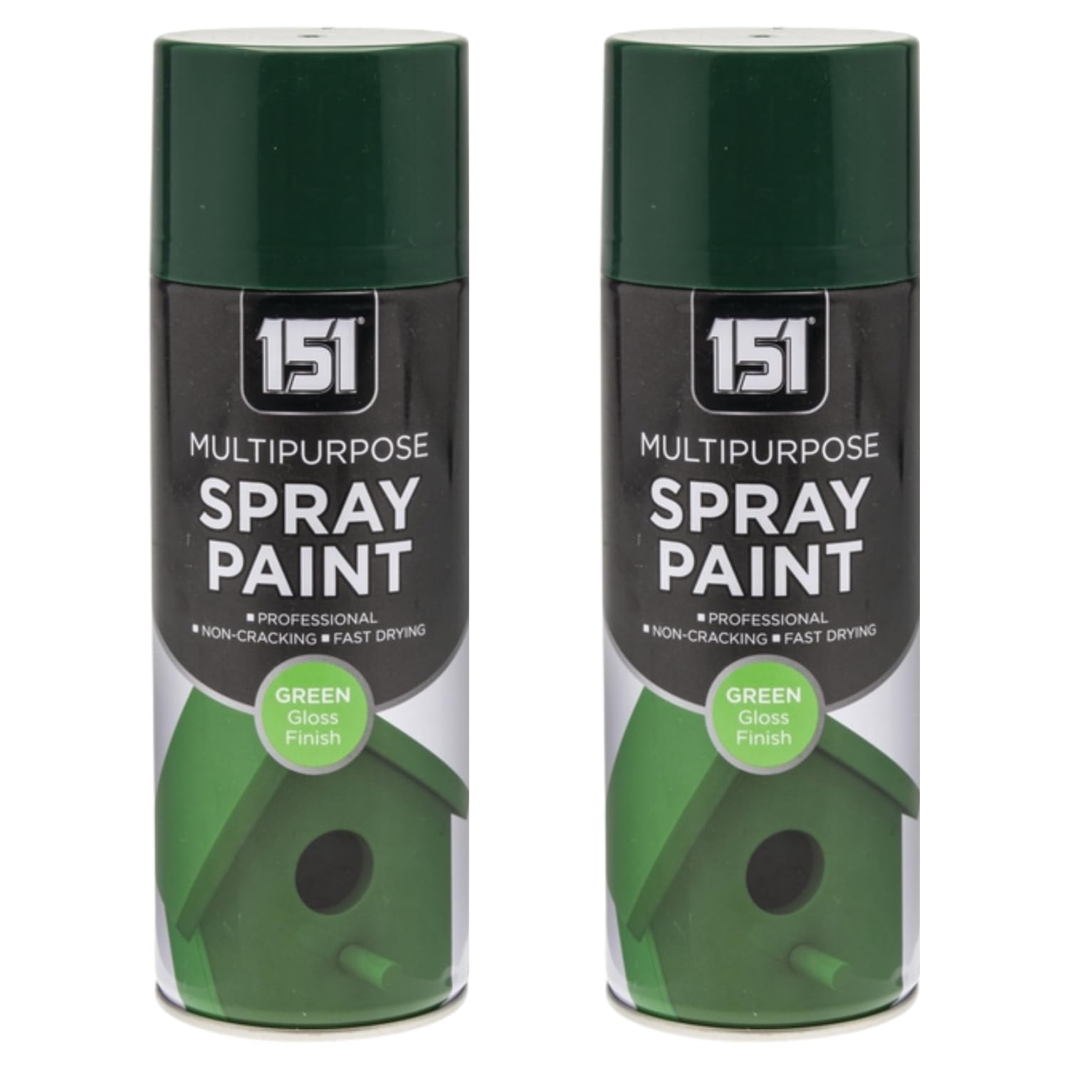151 Green Gloss Multi-Purpose Aerosol Spray Paint 400ml (2 Pack)