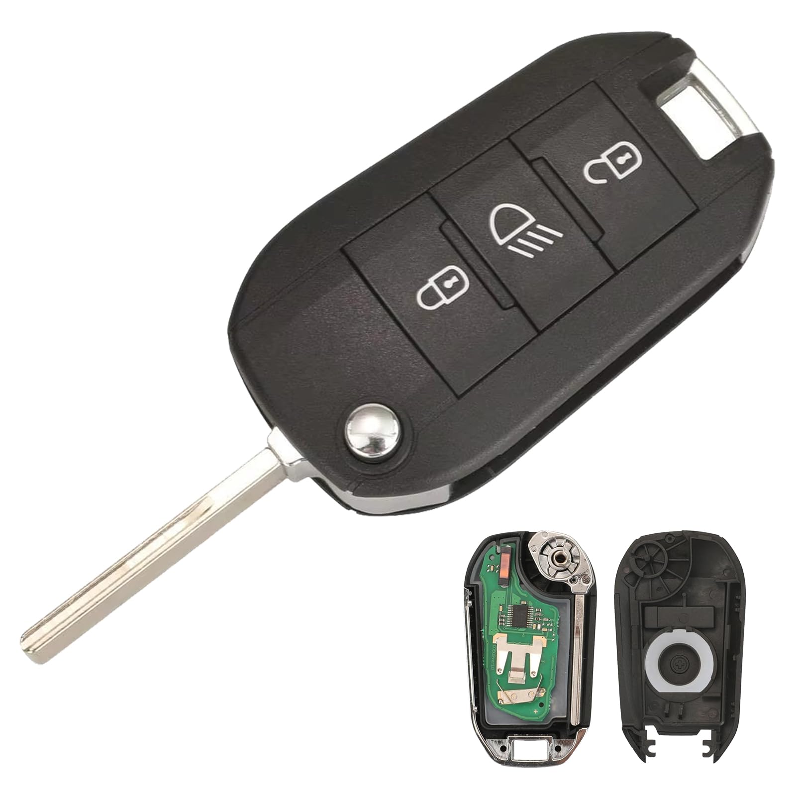 Heart Horse Coque de Clé Télécommande de Voiture 3 Boutons pour Peugeot Expert 208 2008 308 3008 508 5008 Boitier Clef, Citroen C3 C4 Cactus Coque de Clé à Distance avec 434MHz 4A Puce HU83 Lame