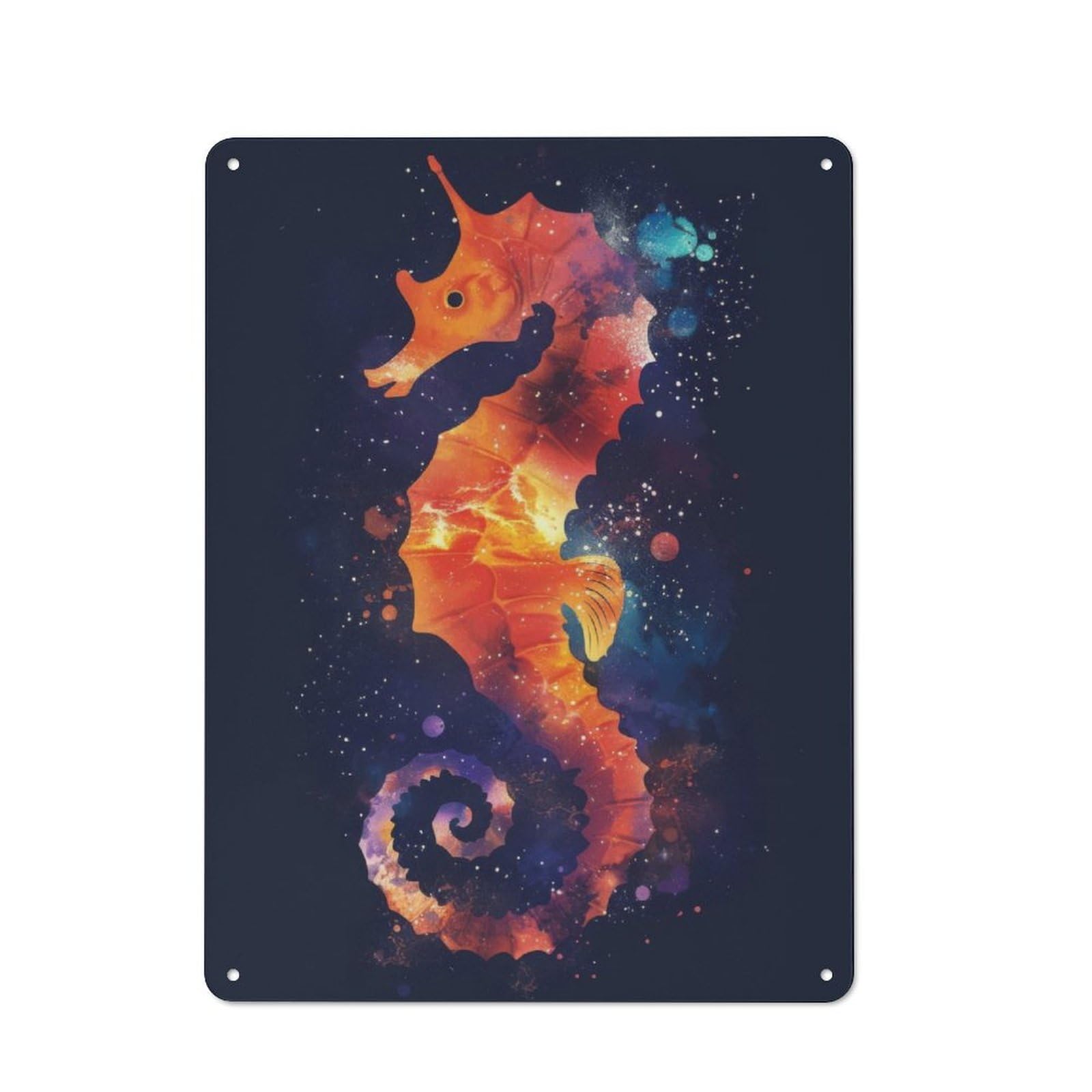 Junmoney Seahorse Silhouette Galaxy Metal Wall Art Sign 40X30cm, Vintage Vintage Wall Decor For Lounge, Study, Pub Or Wall Gallery