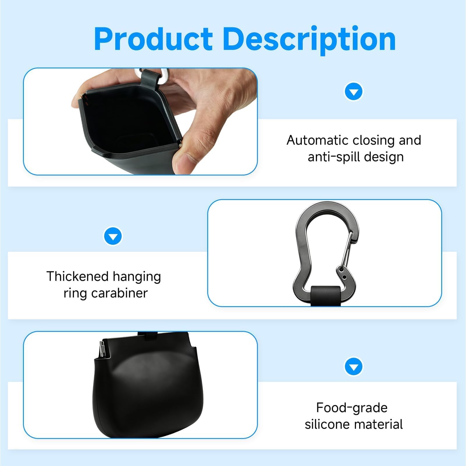 Silikon-Hundeleckerli-Tasche mit automatisch schließendem Deckel, Einhandzugriff-Trainingstasche mit Zuglasche, kleine Leckerli-Tasche im Taschenformat mit Clip für Leine, wasserdichtes