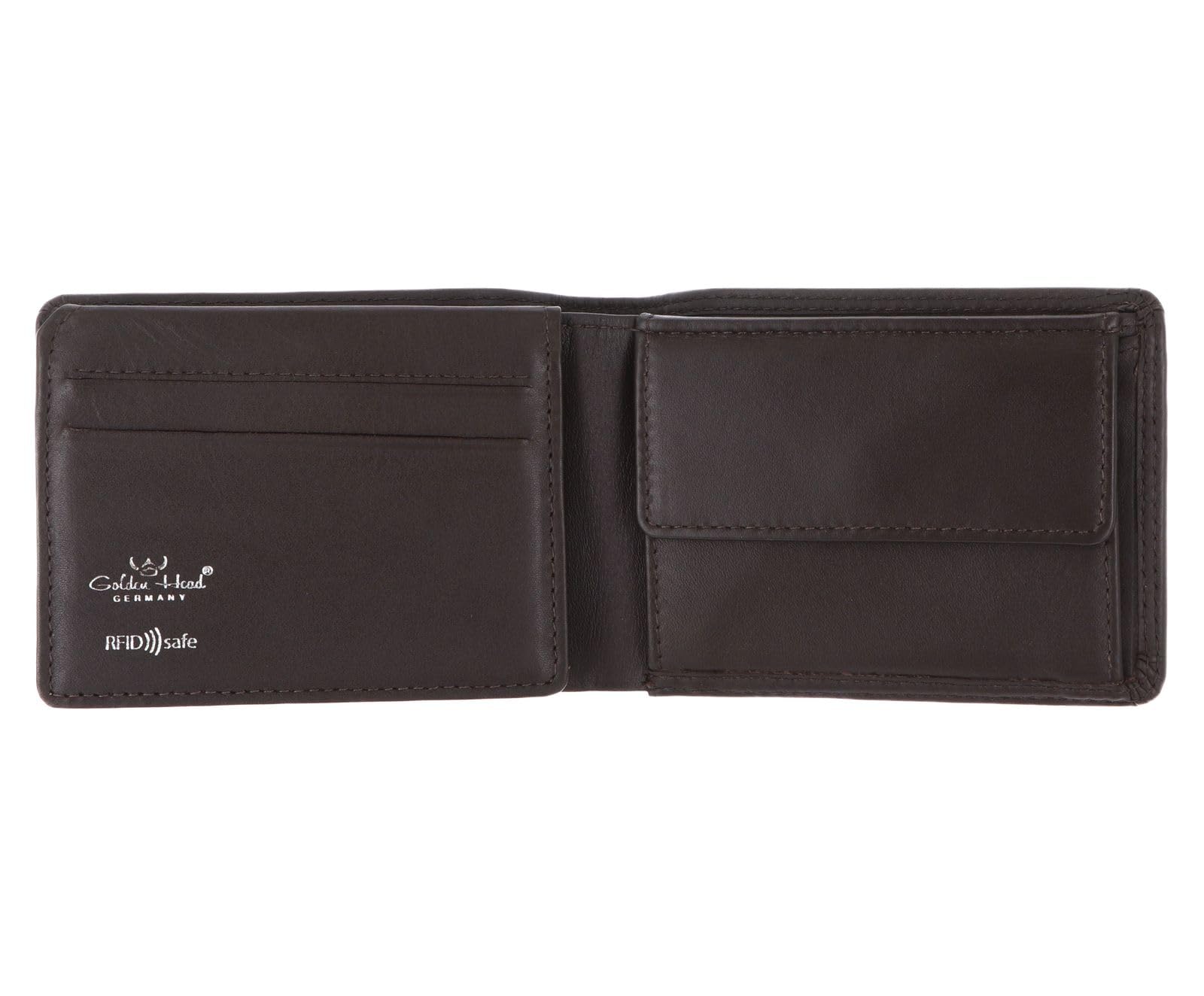Golden Head Leder Geldbörse Polo RFID Protect Minischeintasche 1196 Dunkelbraun