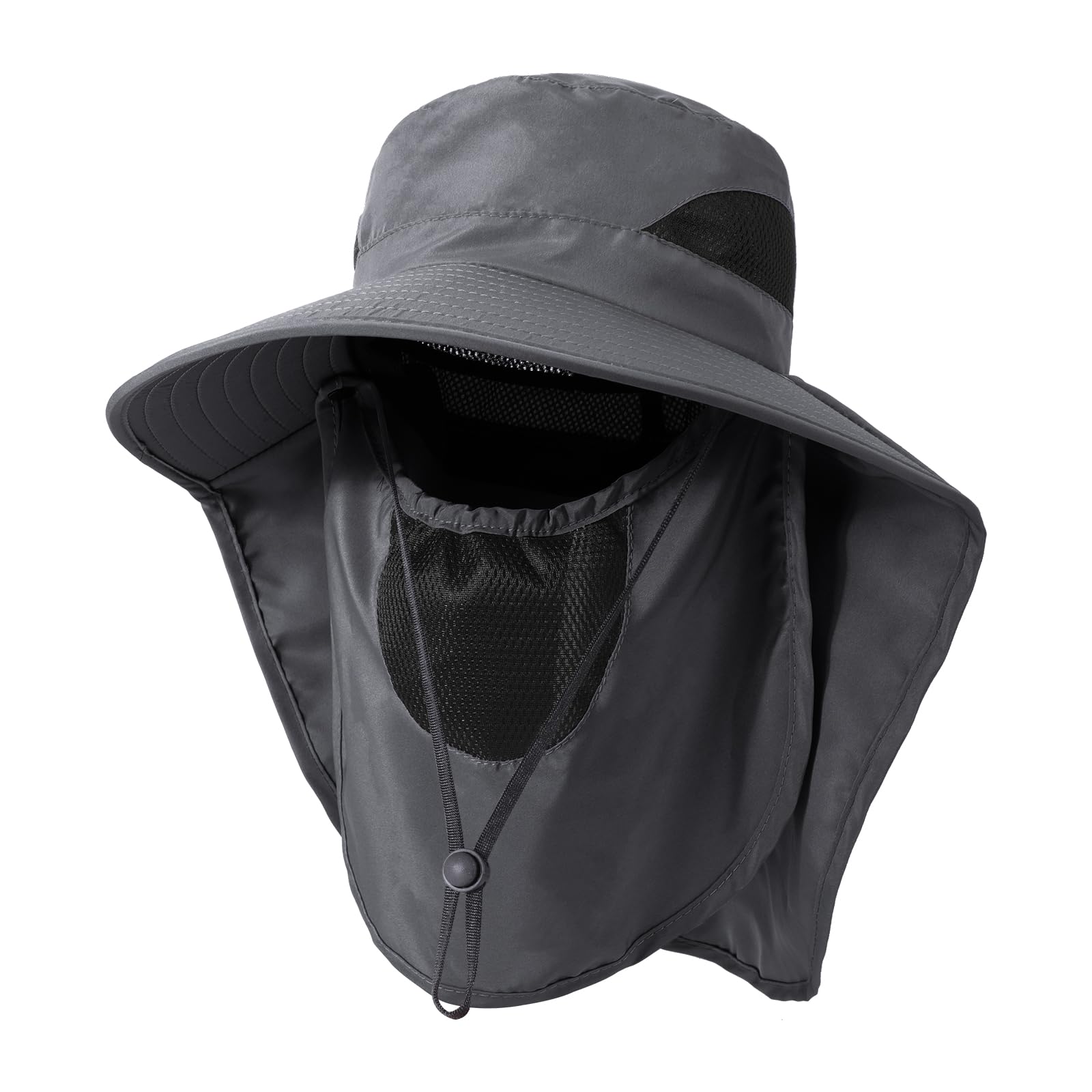TAGVO Sombrero de Pesca para Hombre con Máscara Facial de Malla Desmontable, Sombreros para el Sol Transpirable ala Ancha con Protección UV, Sombrero de Pescador Plegable para Cámping Excursionismo
