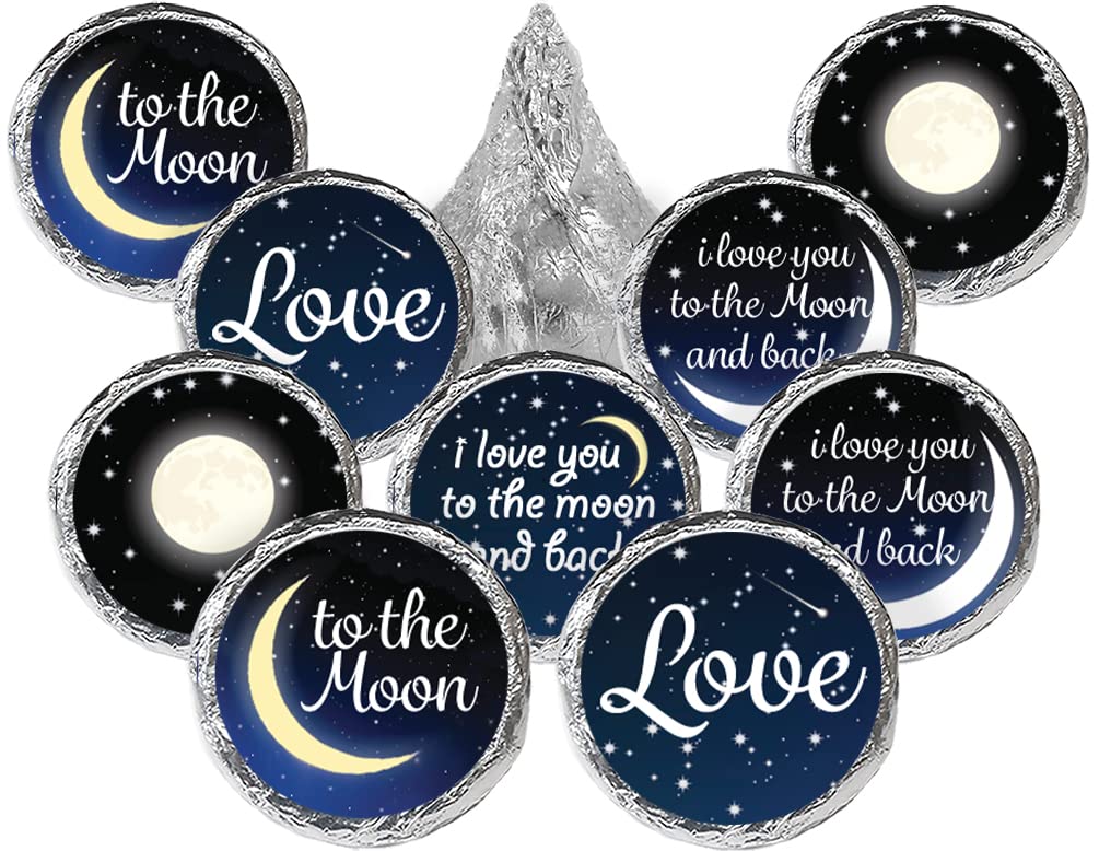 Amazon.com: I Love You to The Moon and Back Baby Shower Favor Stickers -  180 Labels : Baby