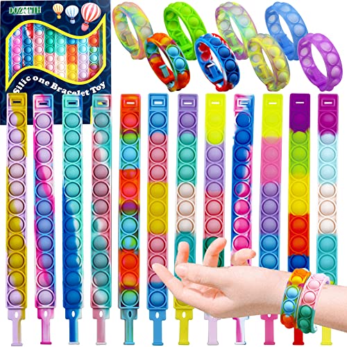 DOZQTTH 20PCS Fidget Toy Fidget Bracelet, Bubble Sensory Fidget Toy, Multicolor Stress Relief Finger Press Bracelet for Kids and Adults ADHD ADD Autism