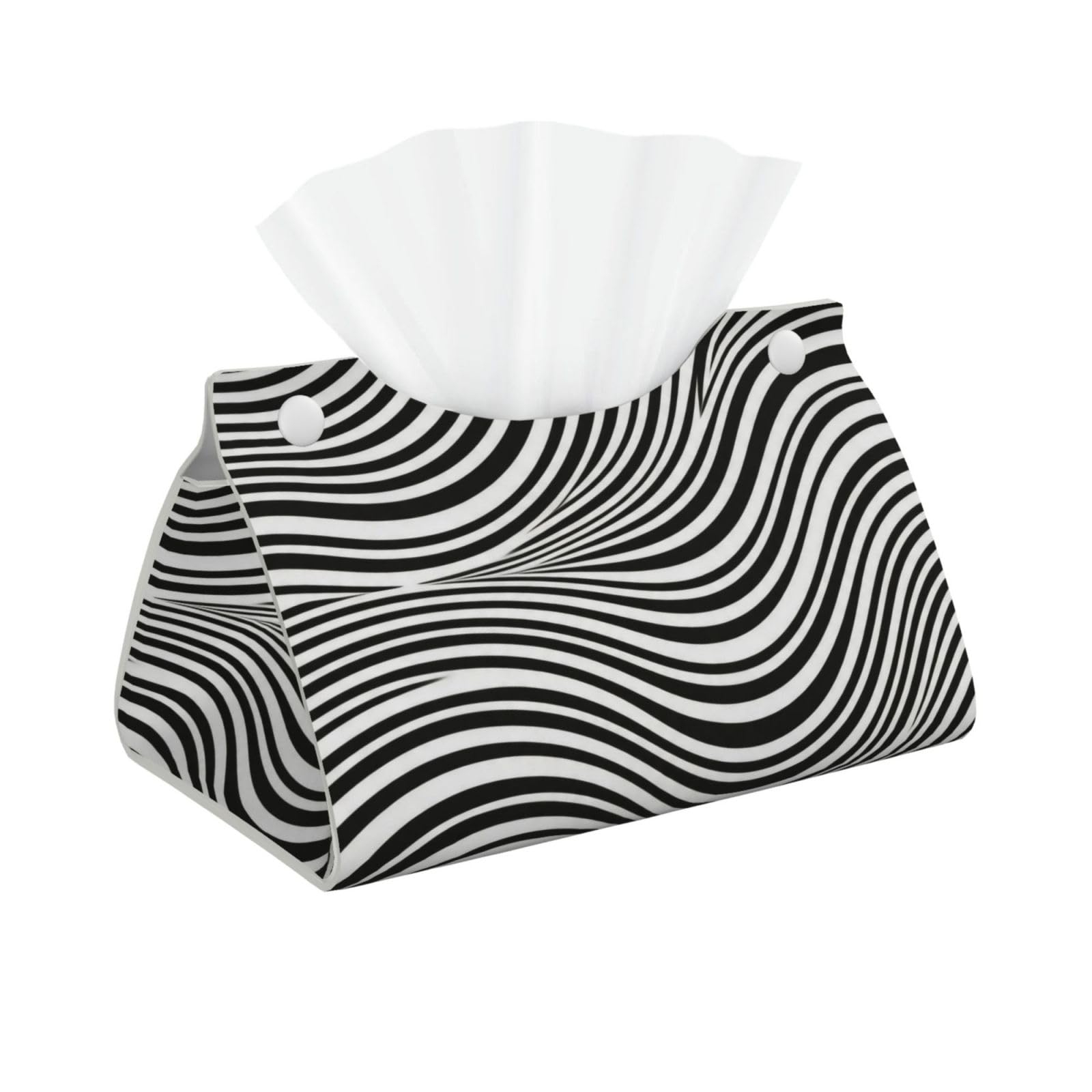 Wave Stripe Long Leather Tissue Box Cover-Waterproof PU Leather Tissue Holder for Bathroom, Decorative Rectangular Tissue Case