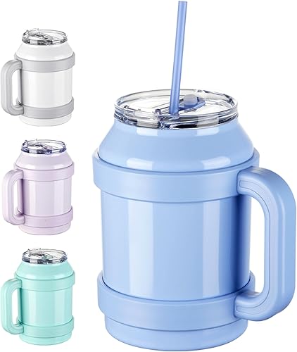 TKK Vaso de 50 onzas con asa y pajilla, gran aislamiento al vacío, de doble pared, reutilizable, de acero inoxidable, jarra de viaje de metal para disponible en Yaxa Peru