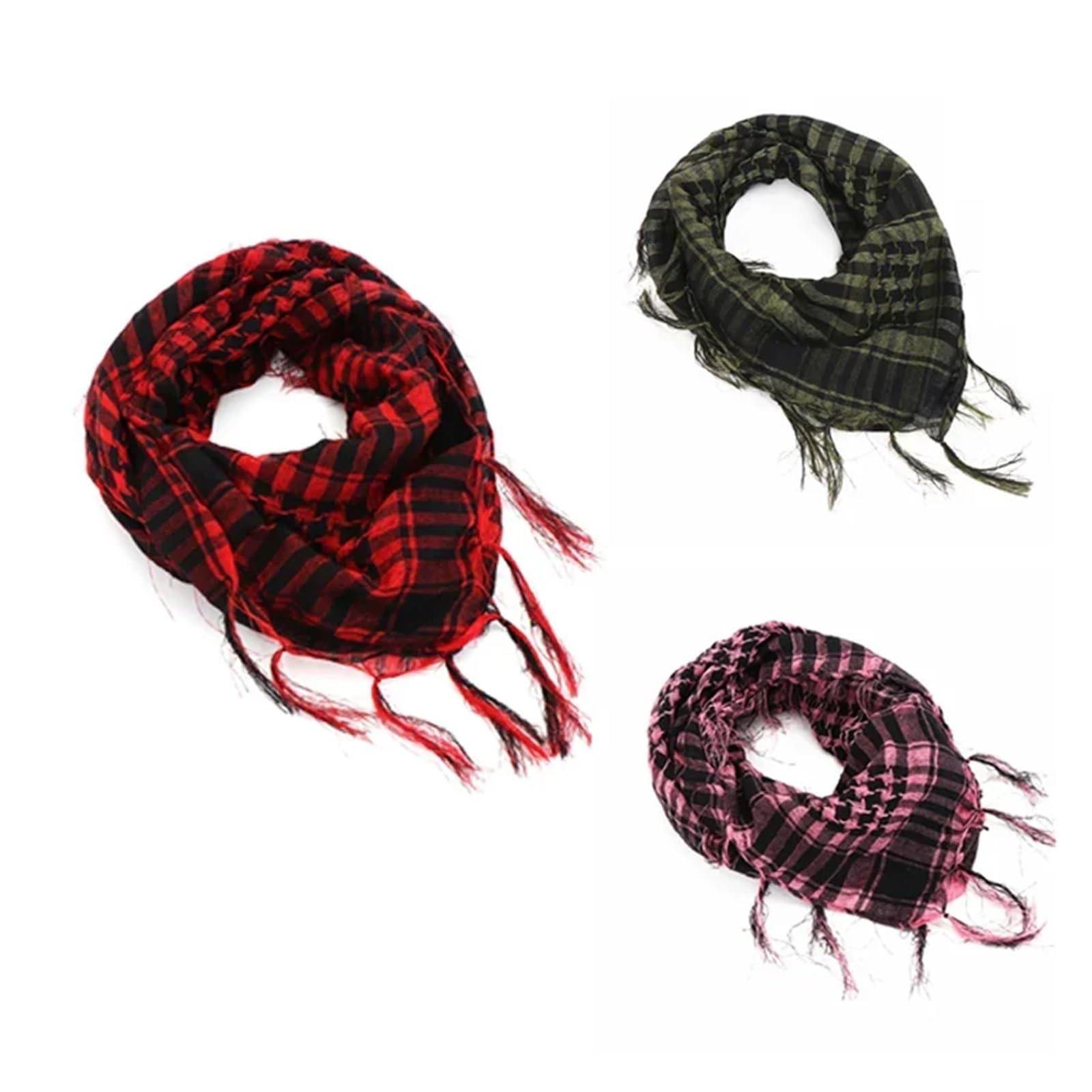 Bufanda 1/3 piezas de chal de senderismo al aire libre for hombre con borlas, a cuadros, bufanda, máscara(Purple,3pcs)