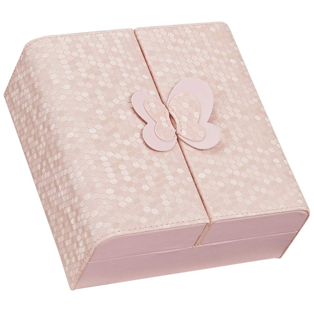Joyero de piel sintética con doble apertura, con mango de mariposa oculto, estuche de exhibición de joyas para niñas