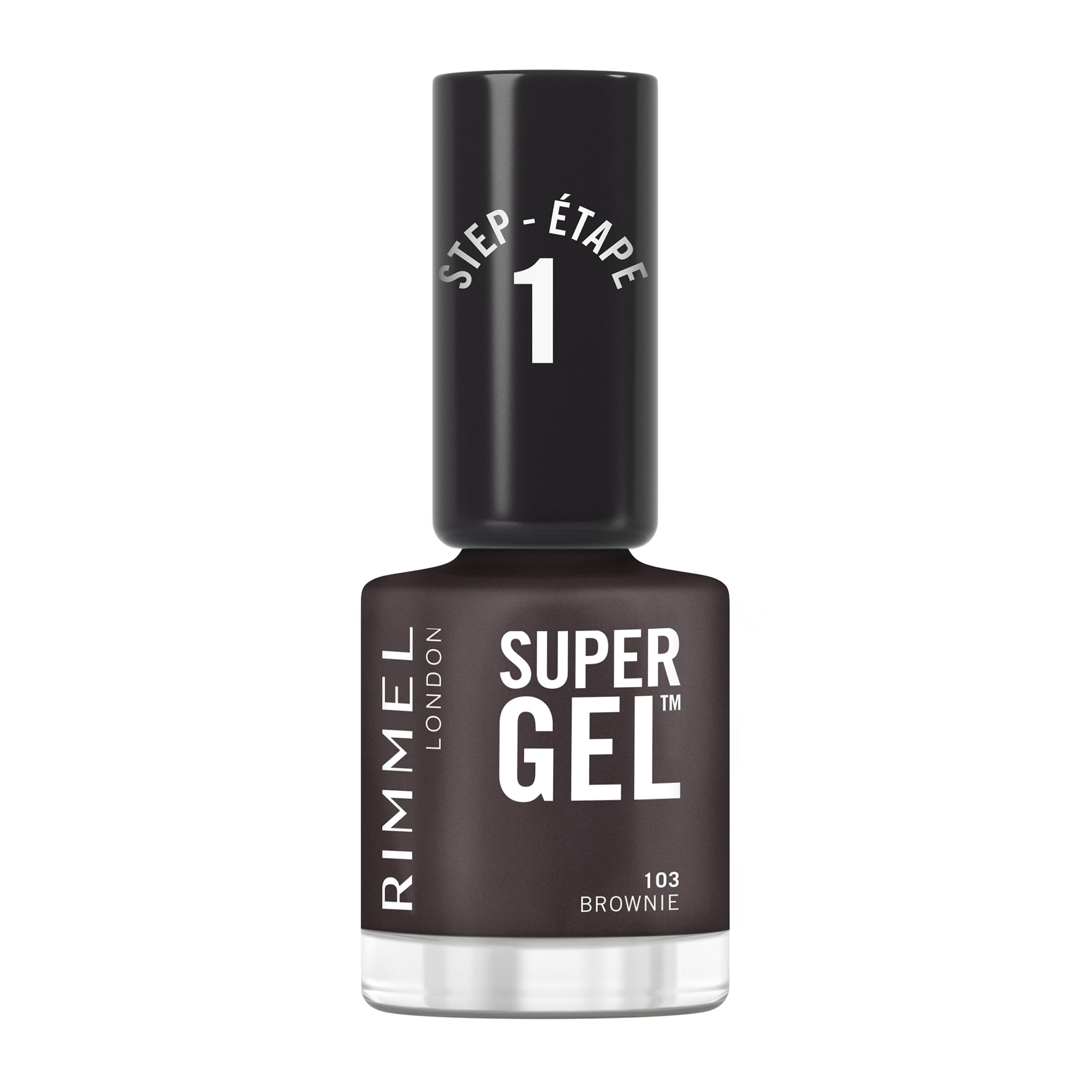 Rimmel Super Gel, 103 Brownie, Long-Lasting Nail Polish, Glazed Finish, Easy Application, Gel-like Manicure, Chip Resistant, Clean Formula, 12ml