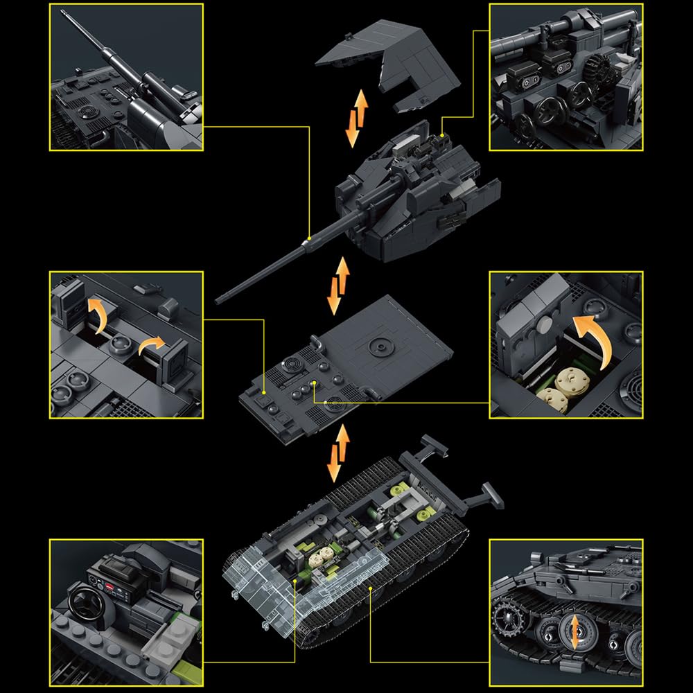 39157 Waffenstager E-100 Tank Baustein Set, 2036 Stück Militär 1:28 Skala Tank Modell Baustein Spielzeug, Raumdekoration oder Sammlung