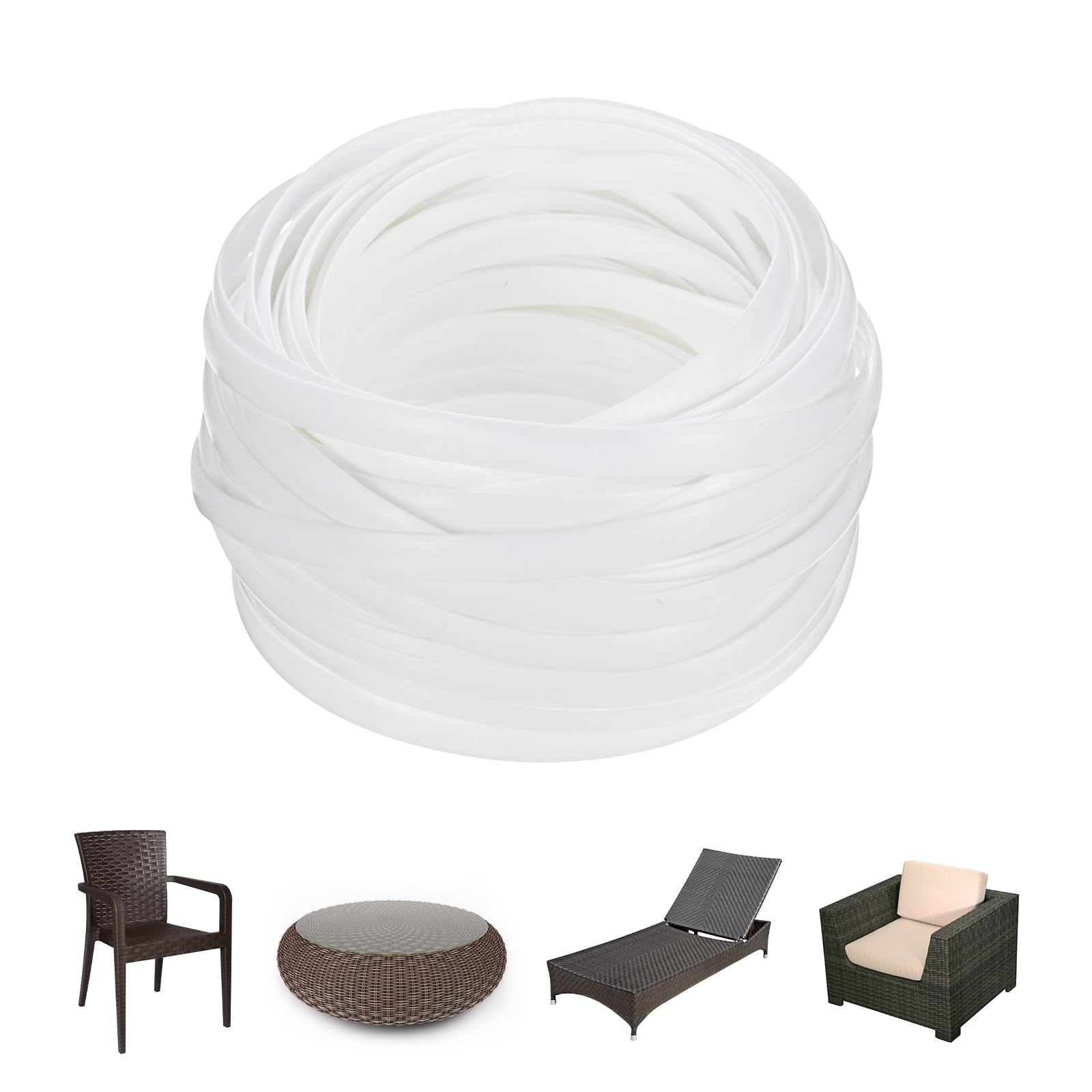 M METERXITY 1-Pack Wicker Repair Kit 8mm x 66ft/20m, White โ image 1